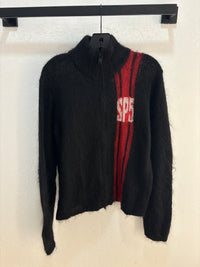 Sp5der black mohair zip up sweater - size M
