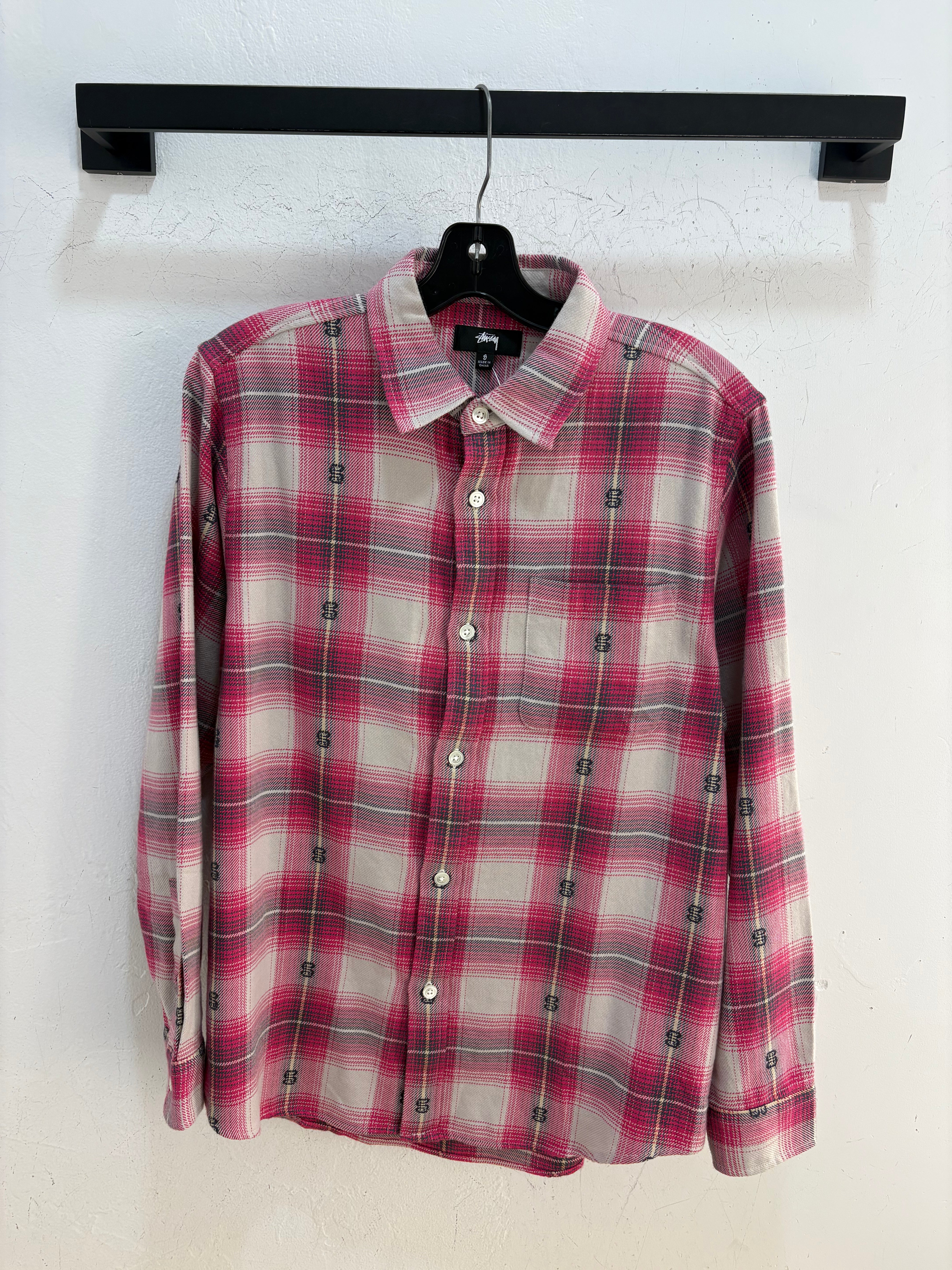 Stussy pink "S" flannel - size S