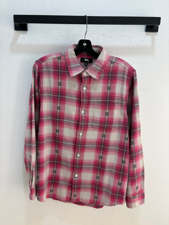 Stussy pink "S" flannel - size S