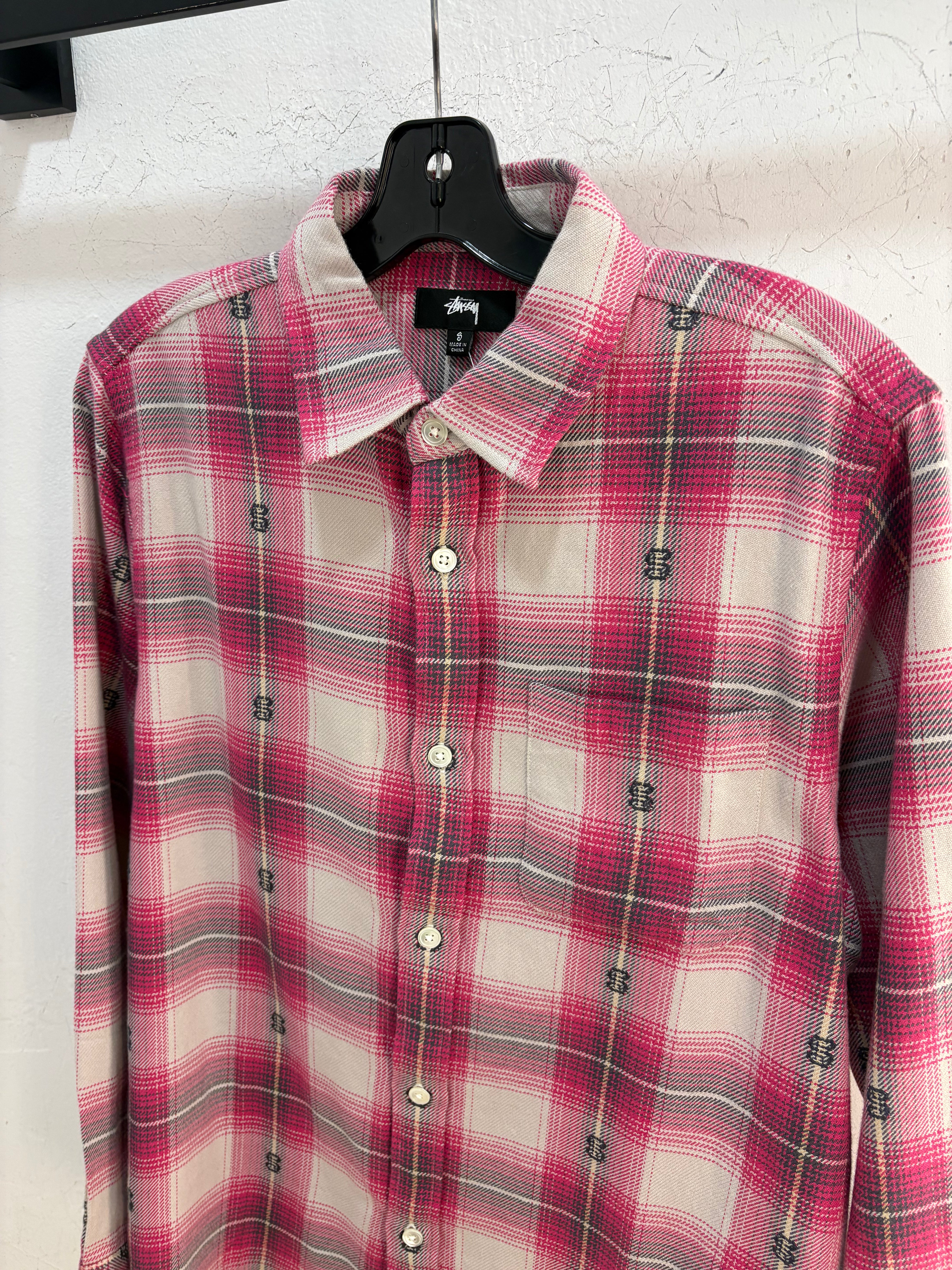 Stussy pink "S" flannel - size S