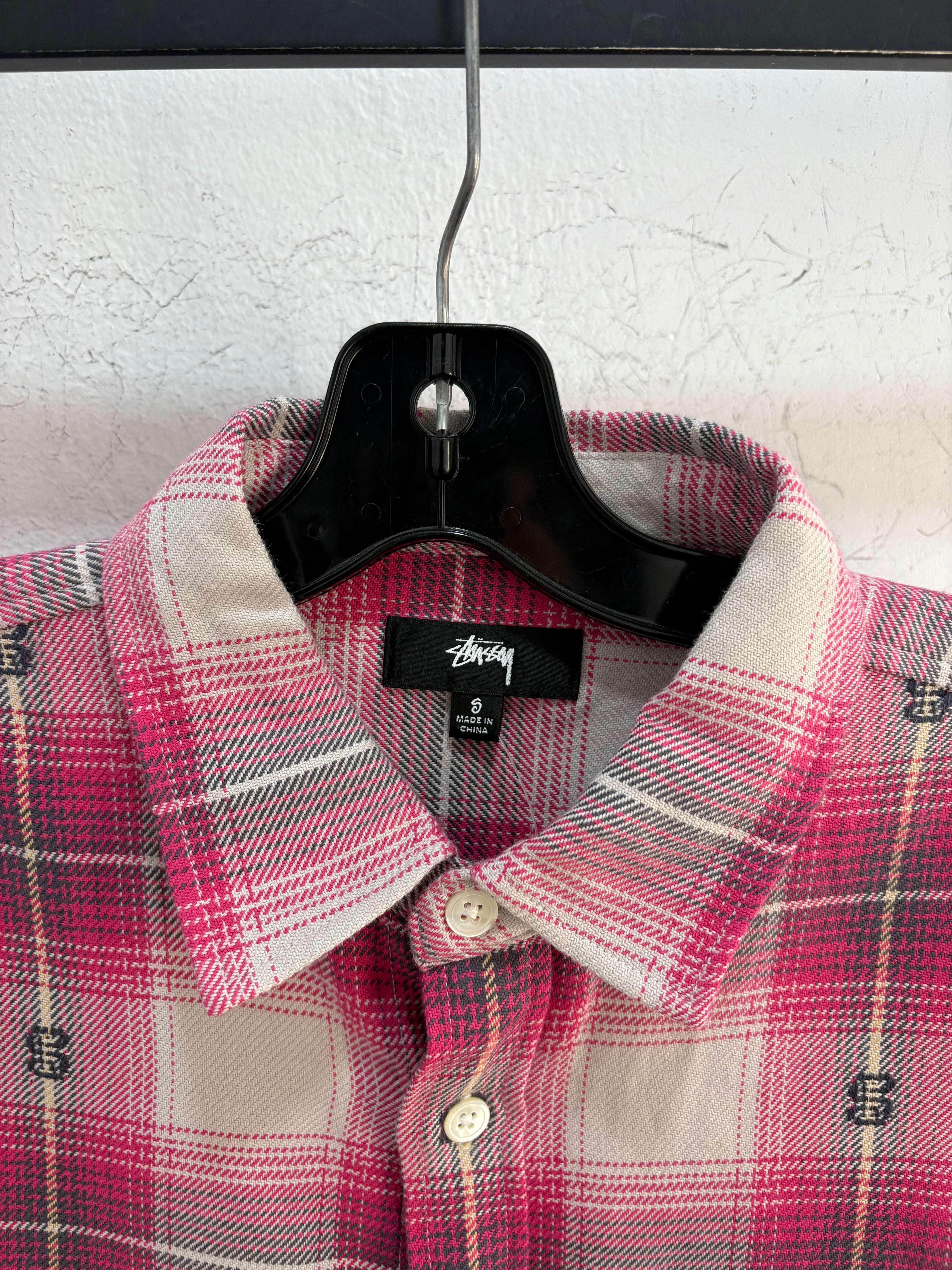 Stussy pink "S" flannel - size S