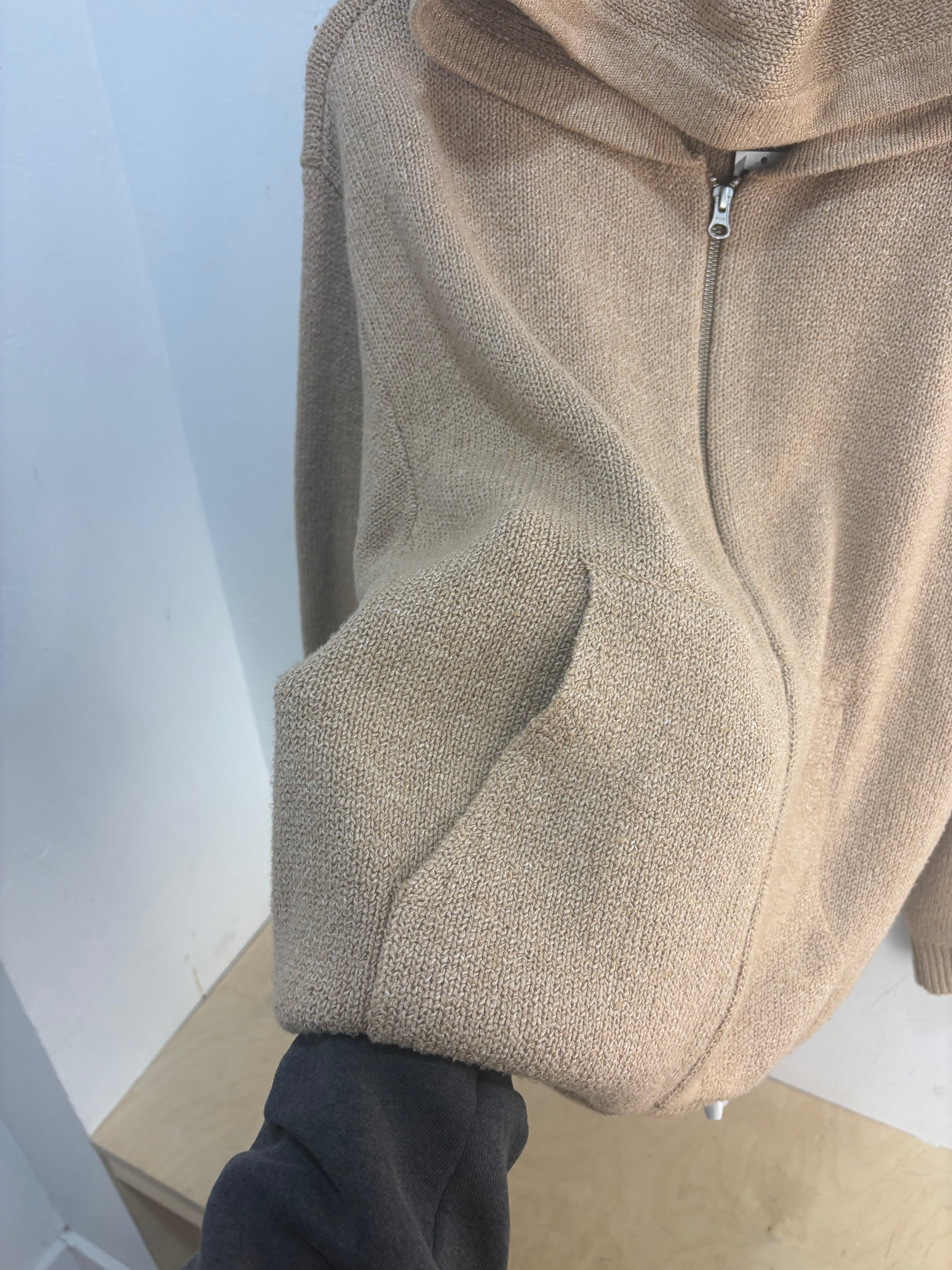 Stussy Camel Merino wool zip up hoodie - fit L