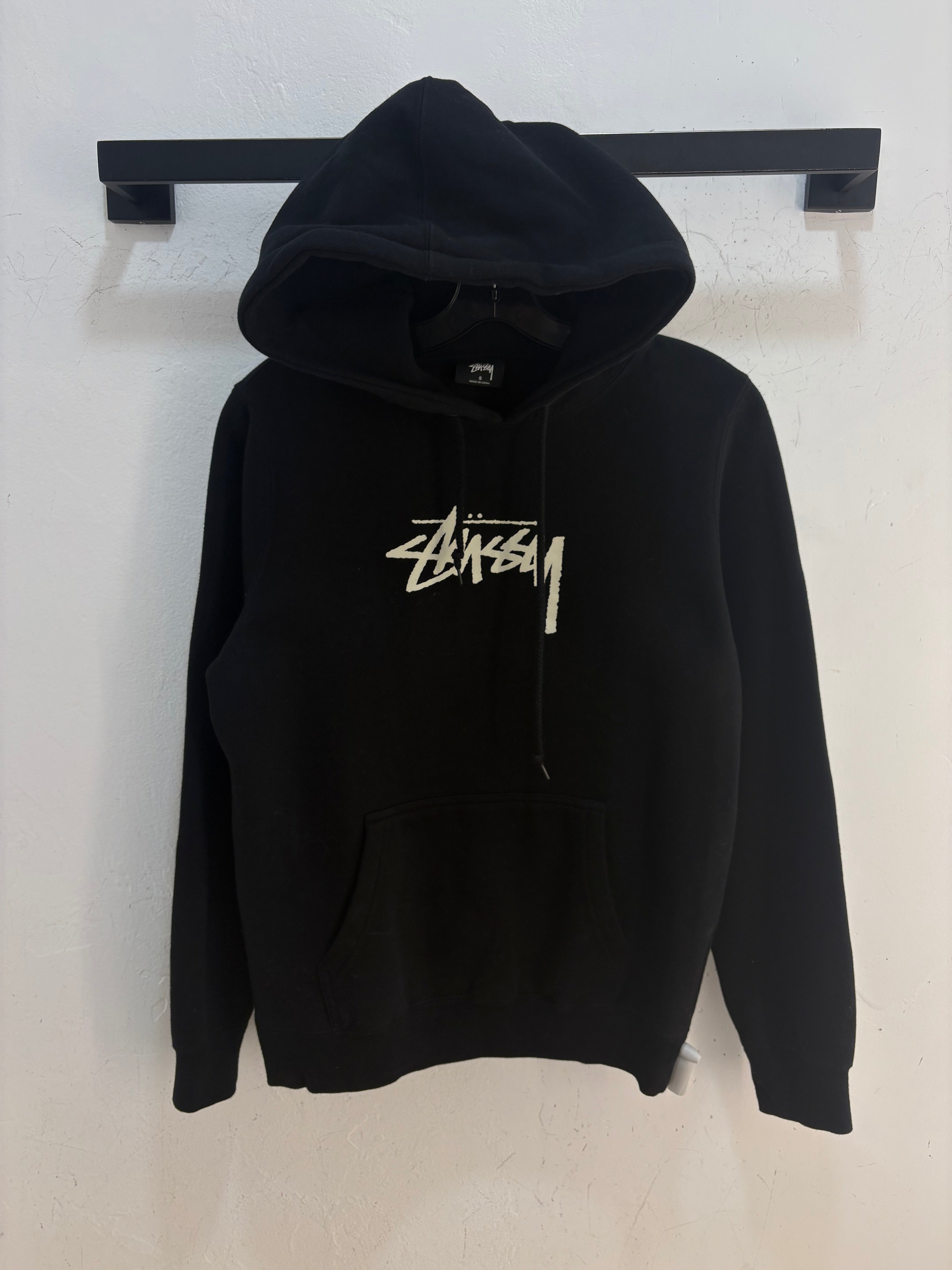 Stussy black logo hoodie - size S