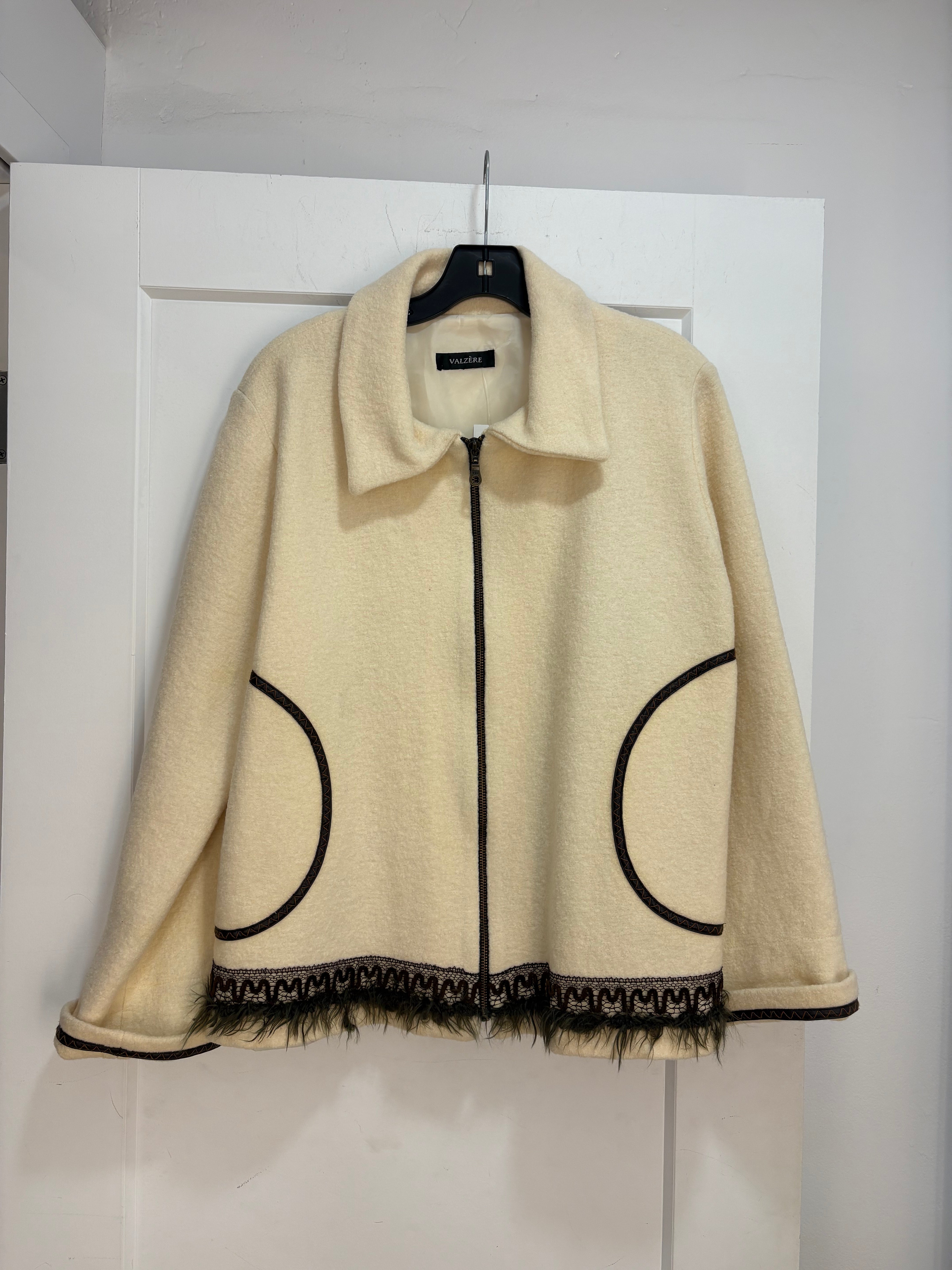 Valzère wool zip up jacket - size XL womens