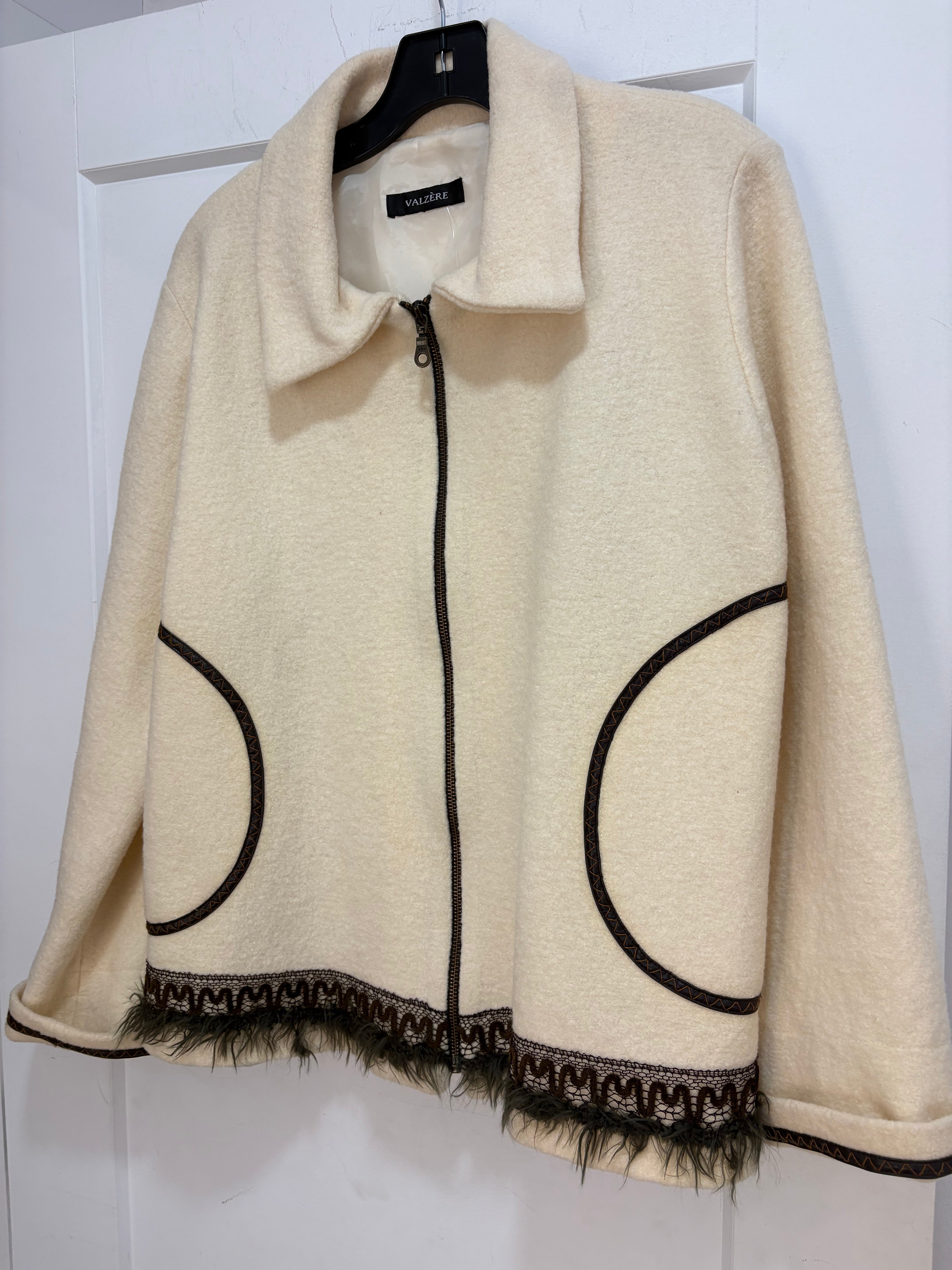 Valzère wool zip up jacket - size XL womens