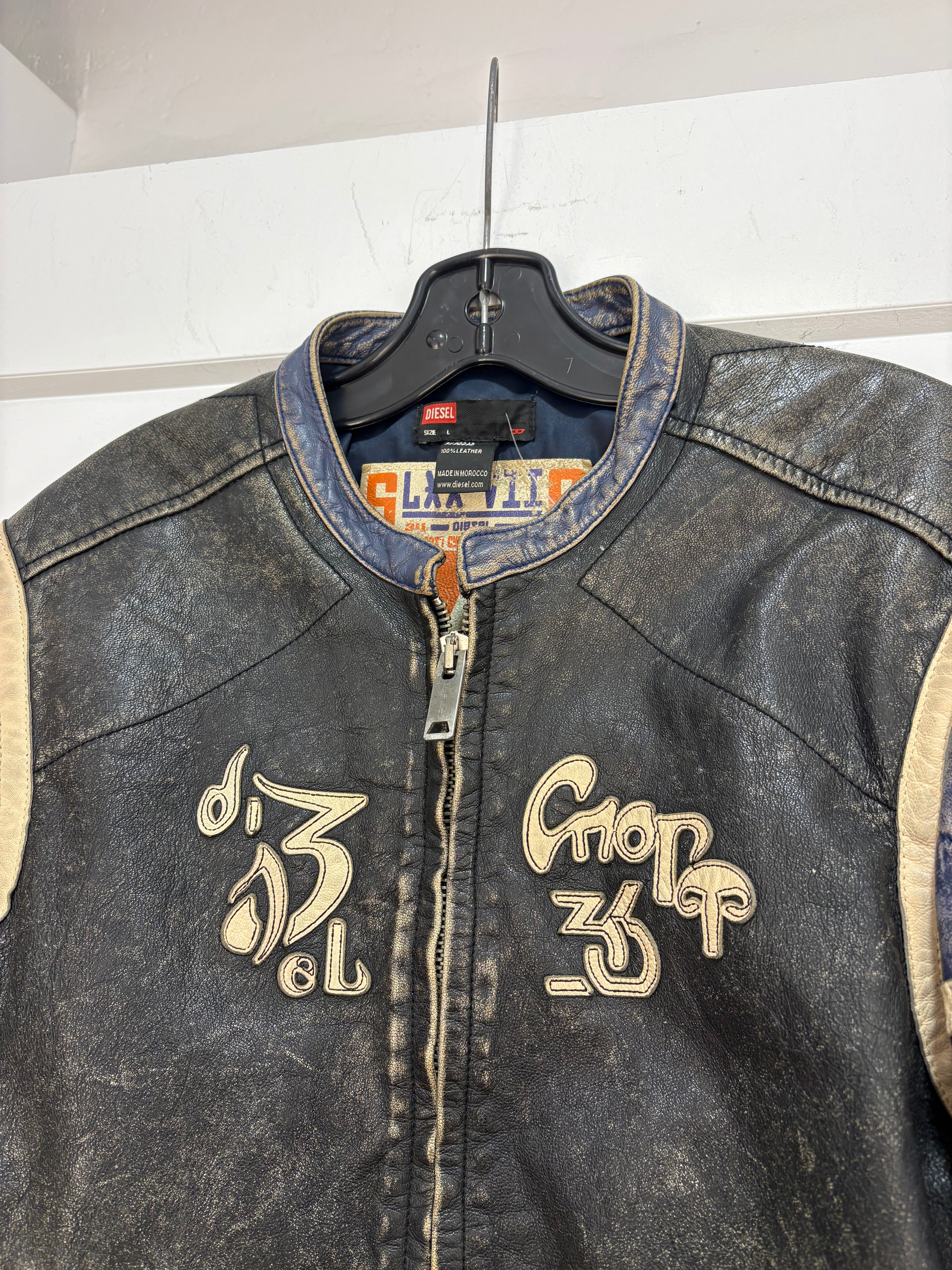 Diesel biker leather jacket - size L