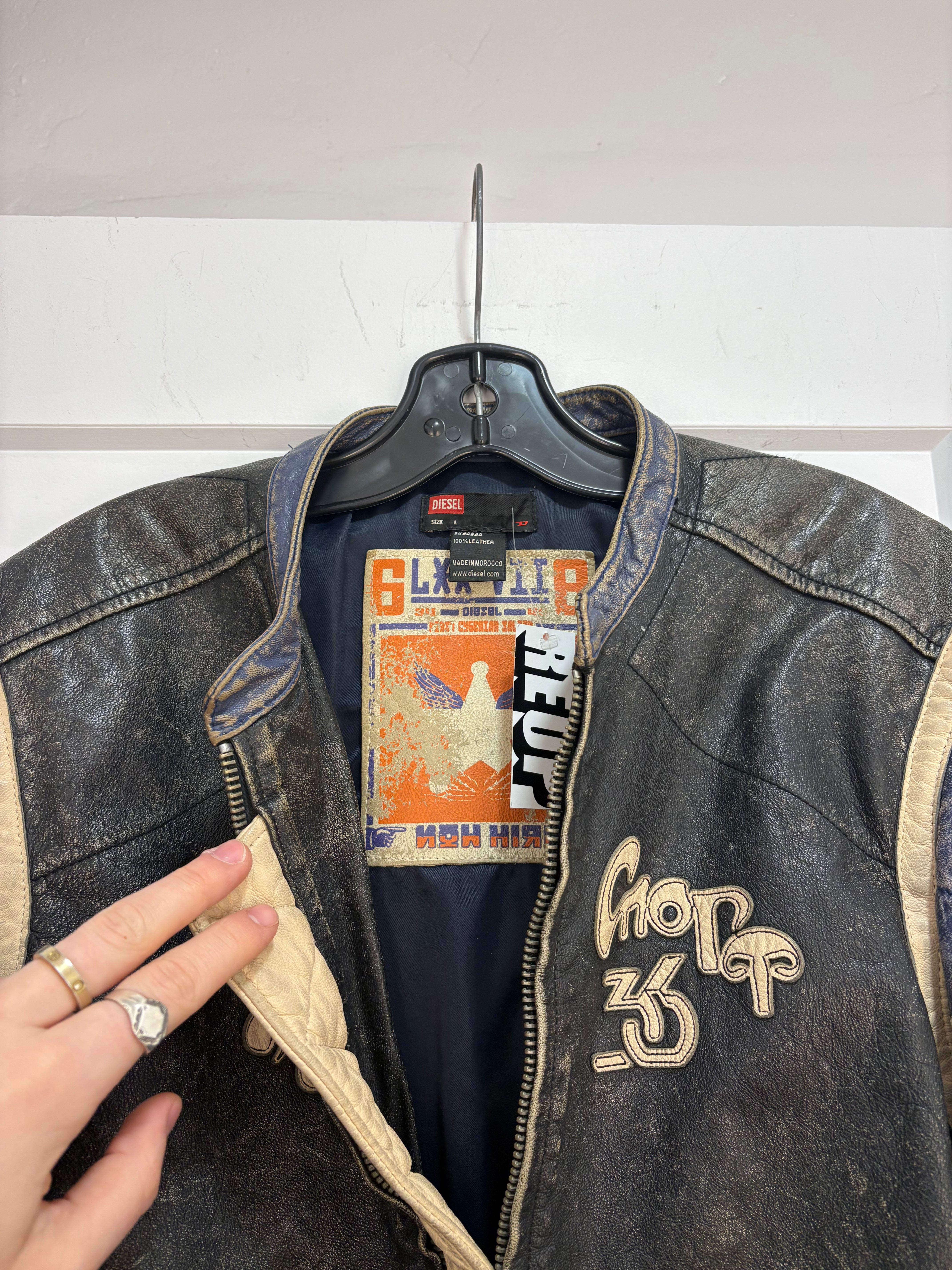Diesel biker leather jacket - size L