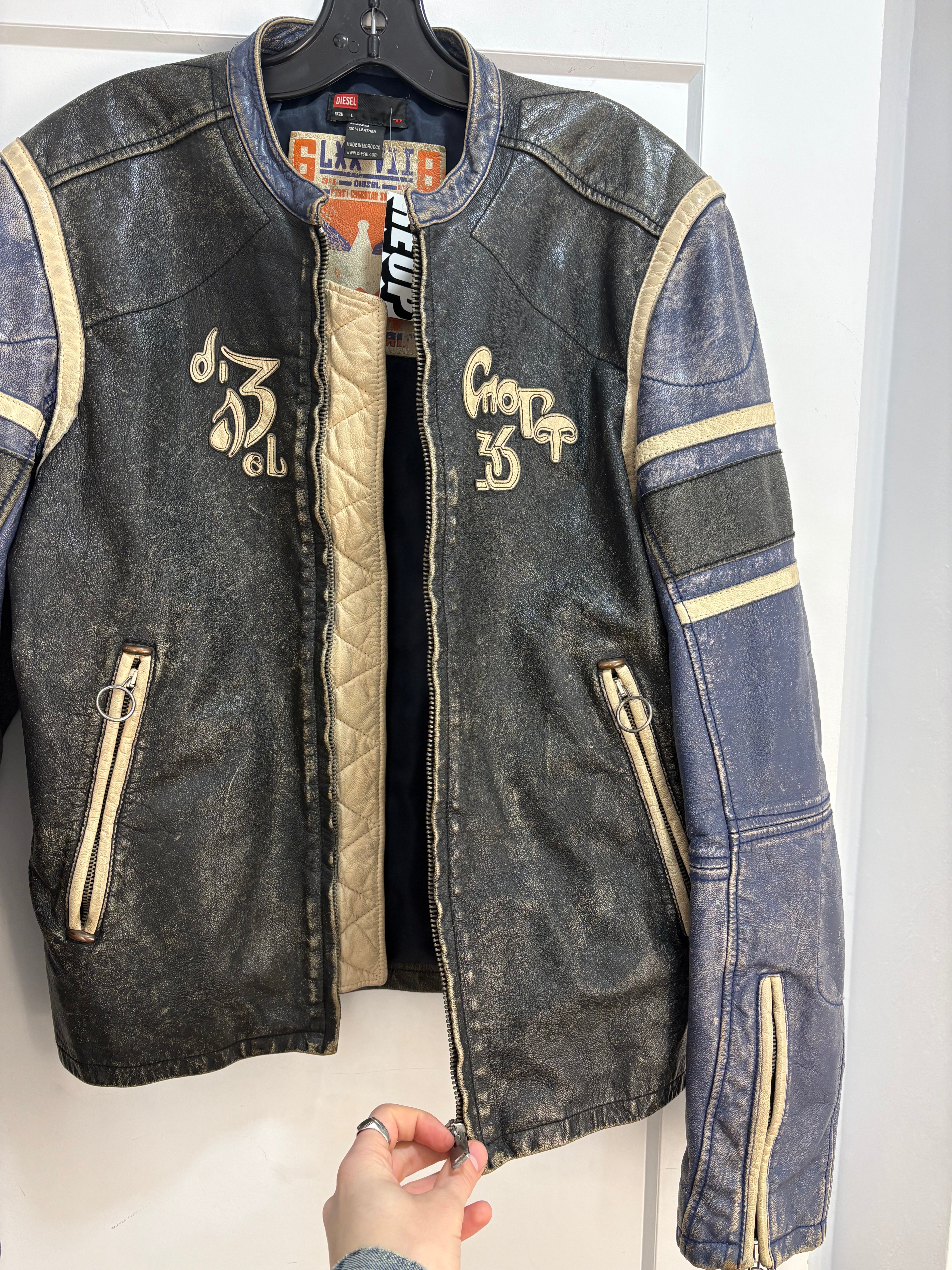 Diesel biker leather jacket - size L