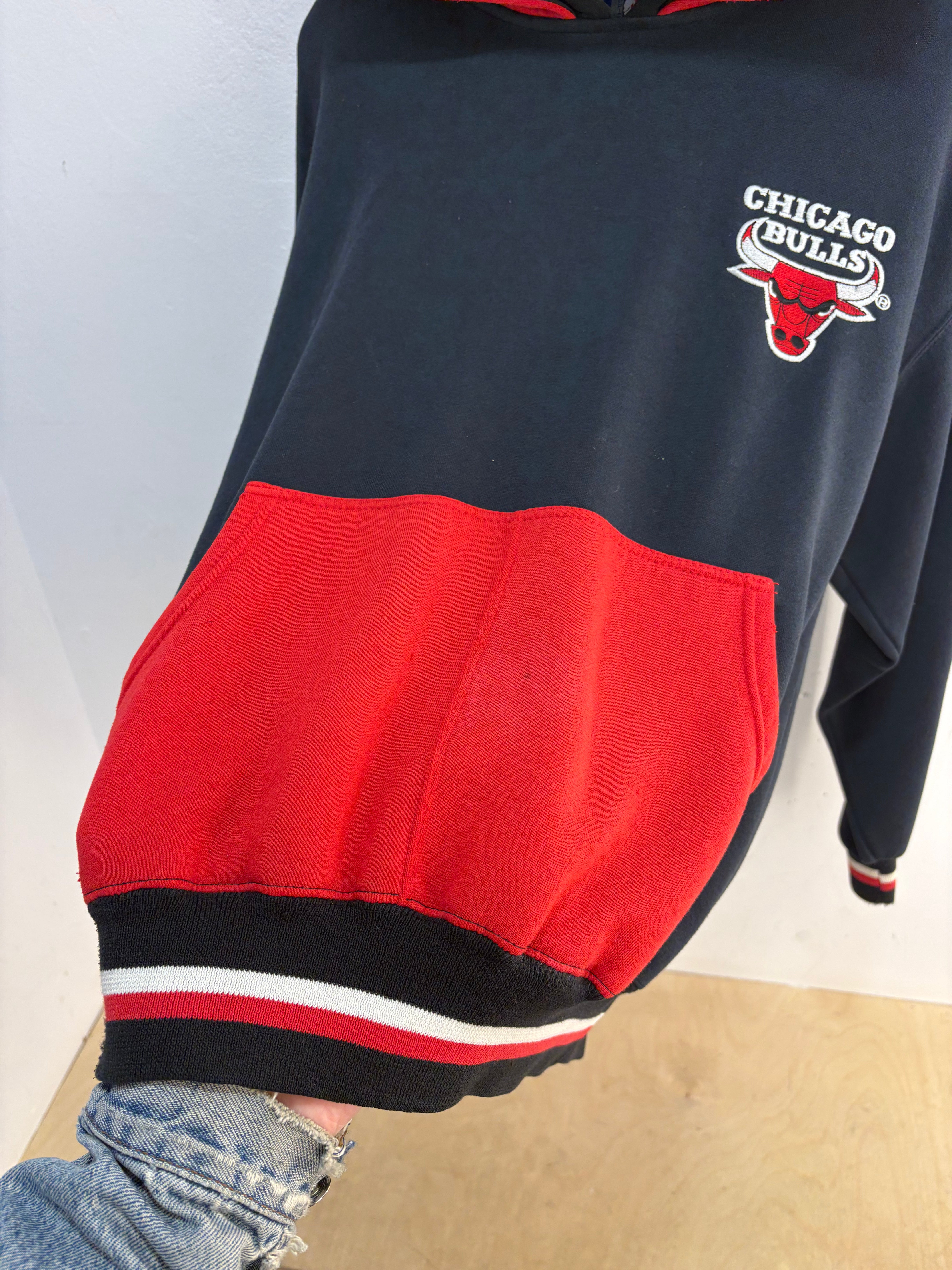 90s Starters Chicago Bulls double hood hoodie - size M