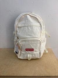 New Supreme white denim backpack