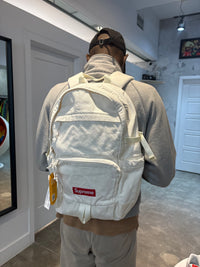 New Supreme white denim backpack