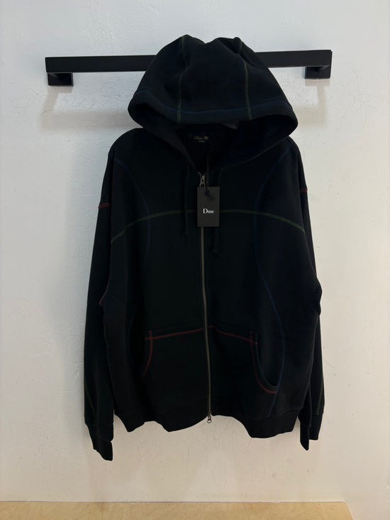 New Dime Black color stitch zip-up hoodie - size XL