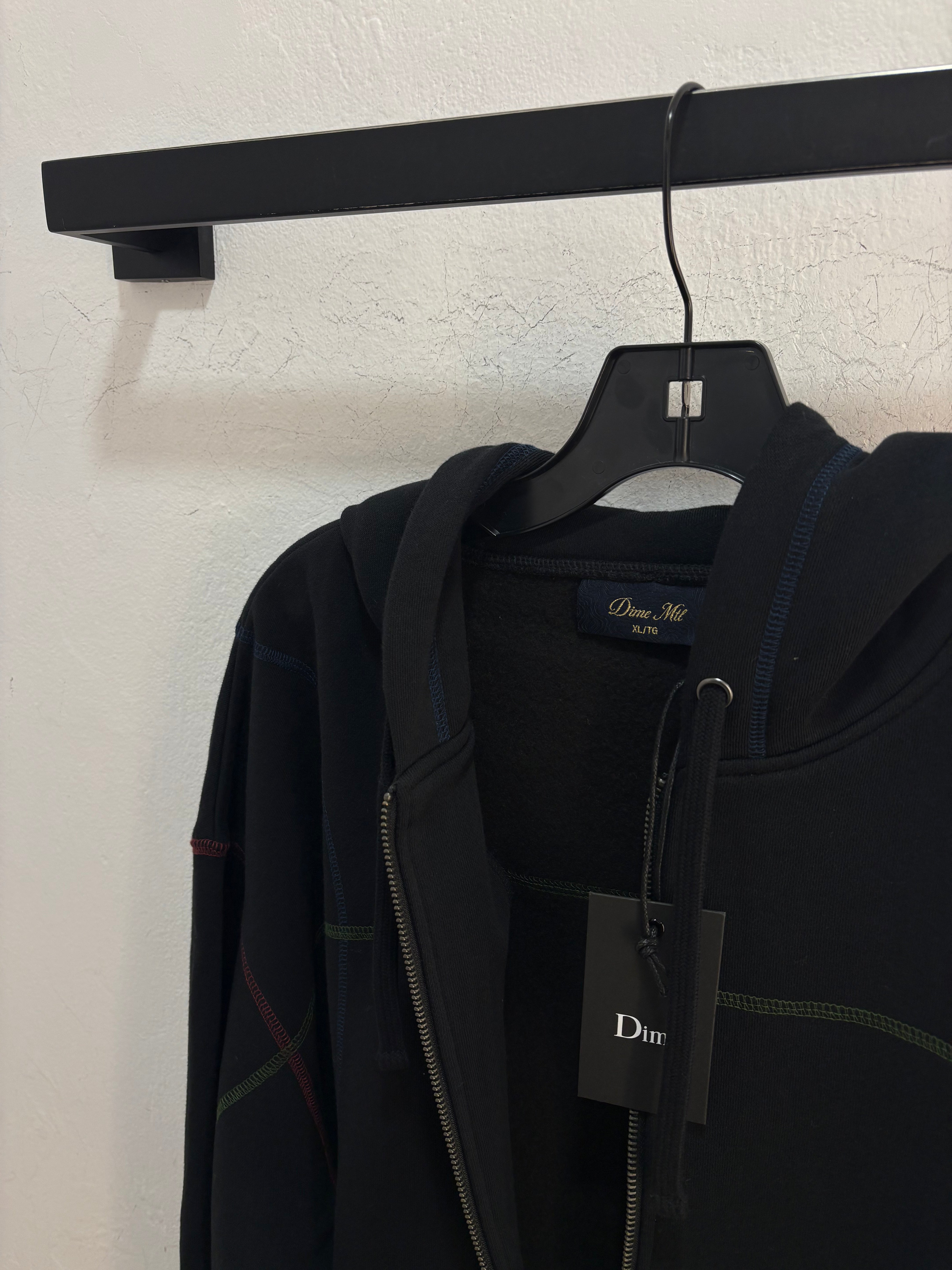 New Dime Black color stitch zip-up hoodie - size XL