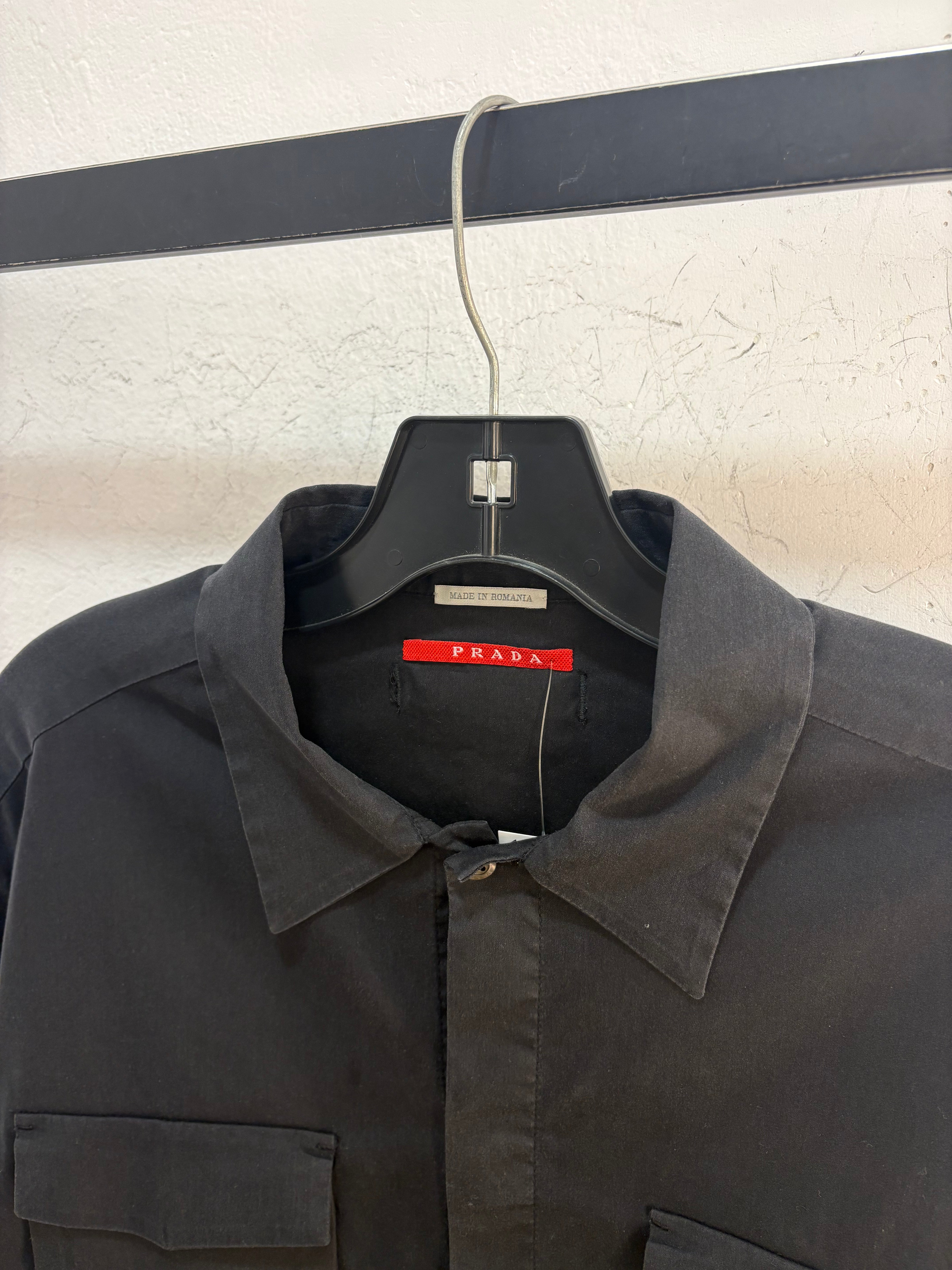 Y2k Prada linea Rossa black button up - size L
