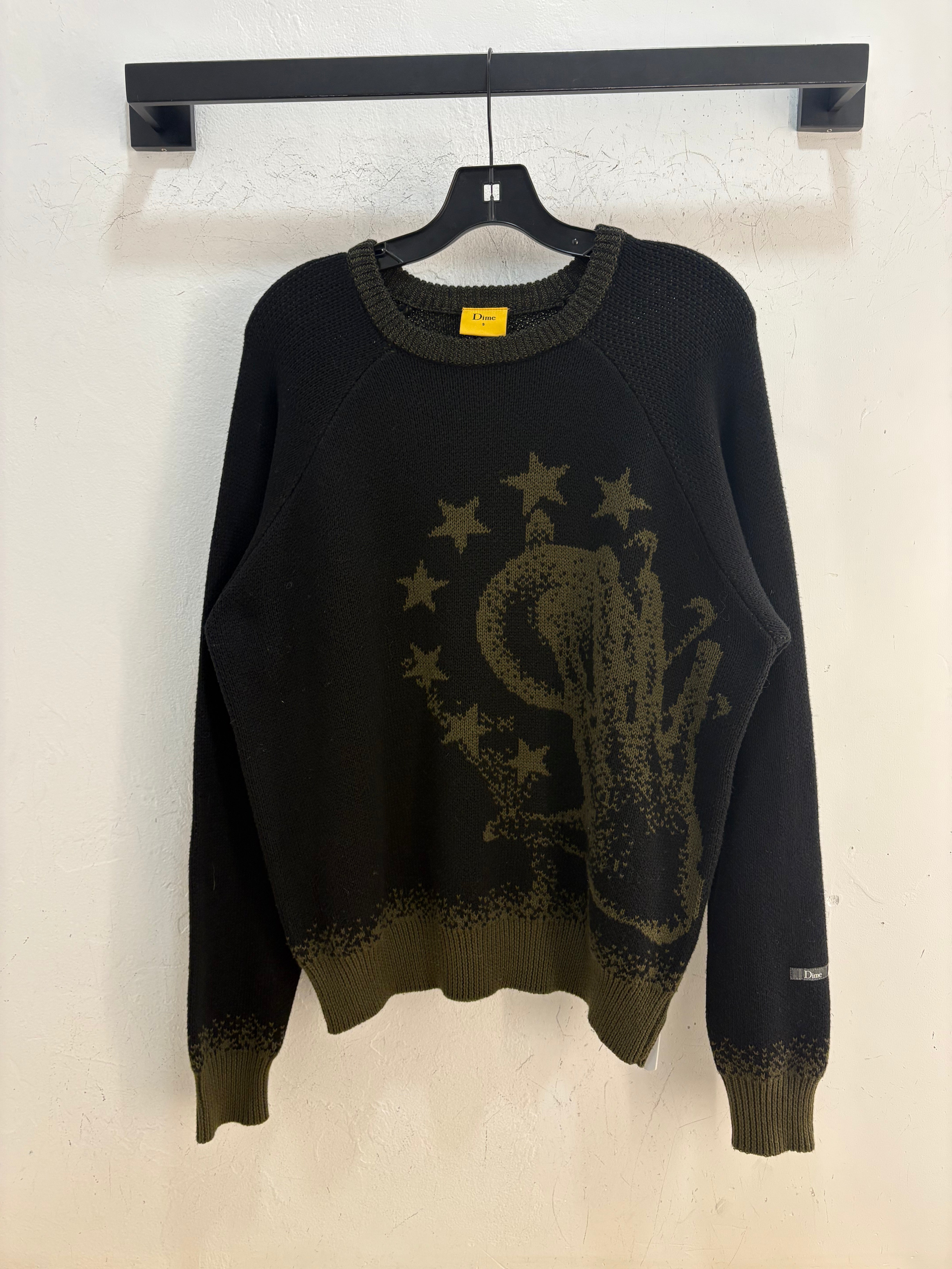 Dime green/black knit sweater - size S