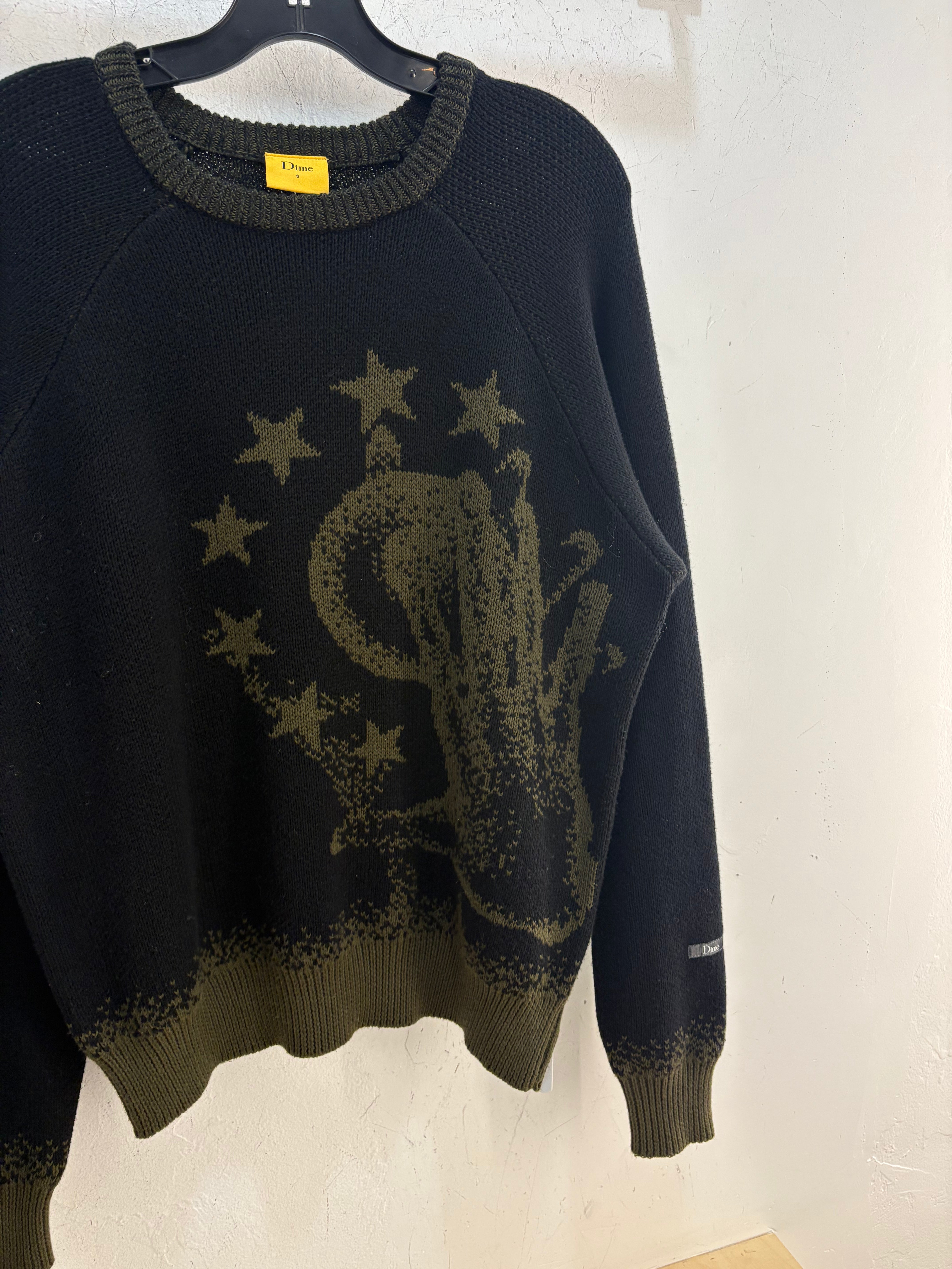 Dime green/black knit sweater - size S