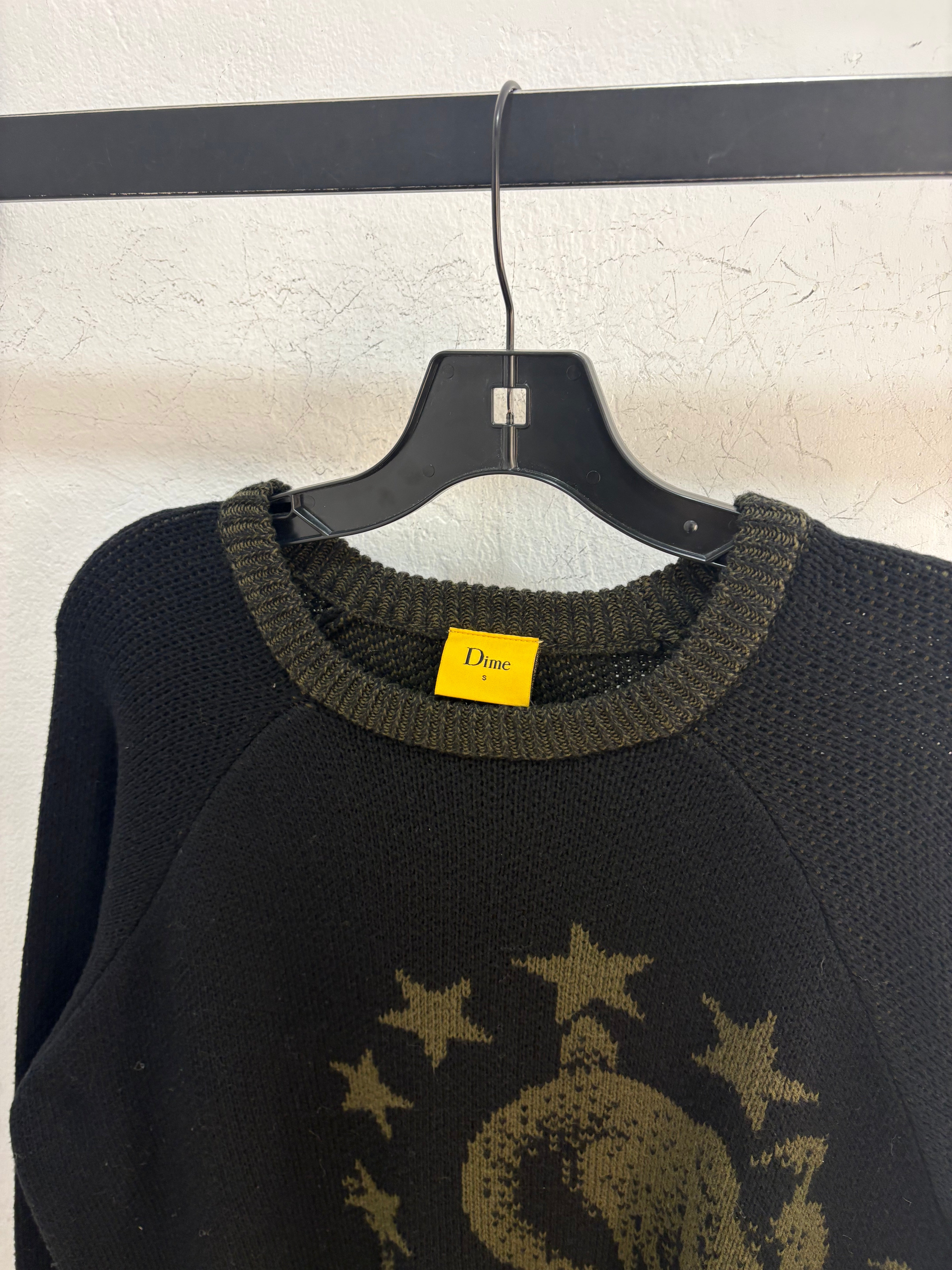 Dime green/black knit sweater - size S