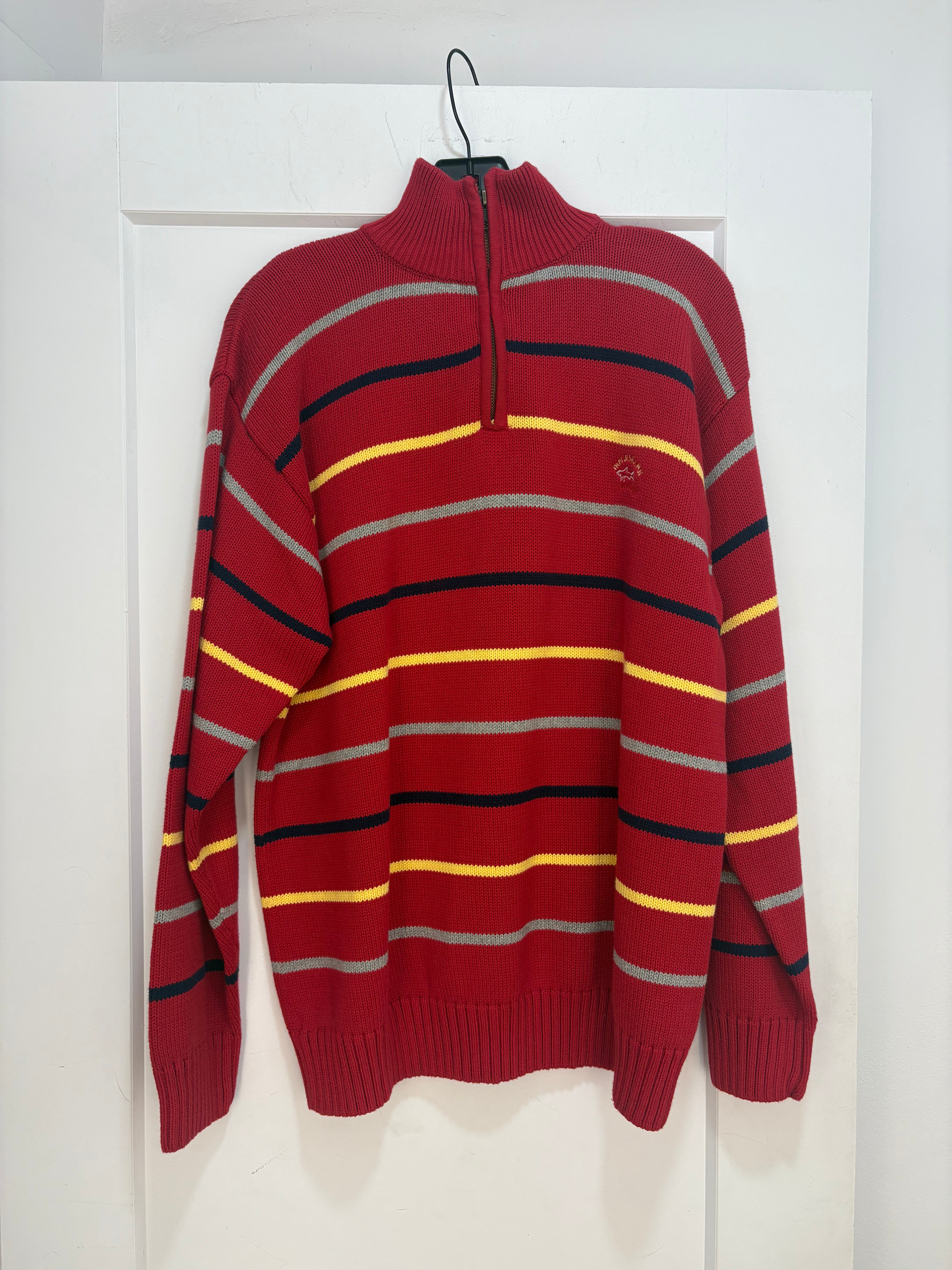 Paul and Shark red knit 1/4 zip up - size XL