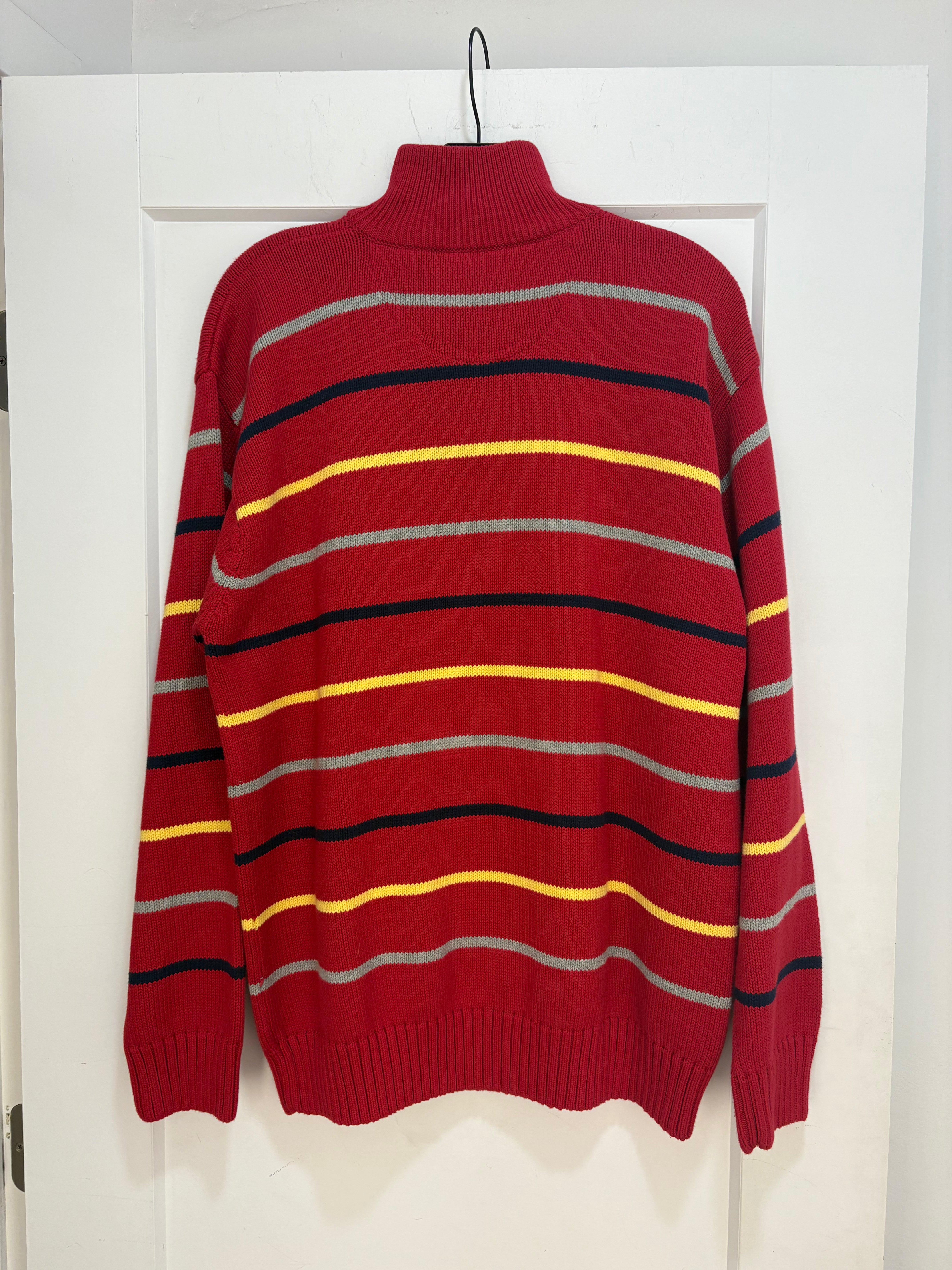 Paul and Shark red knit 1/4 zip up - size XL