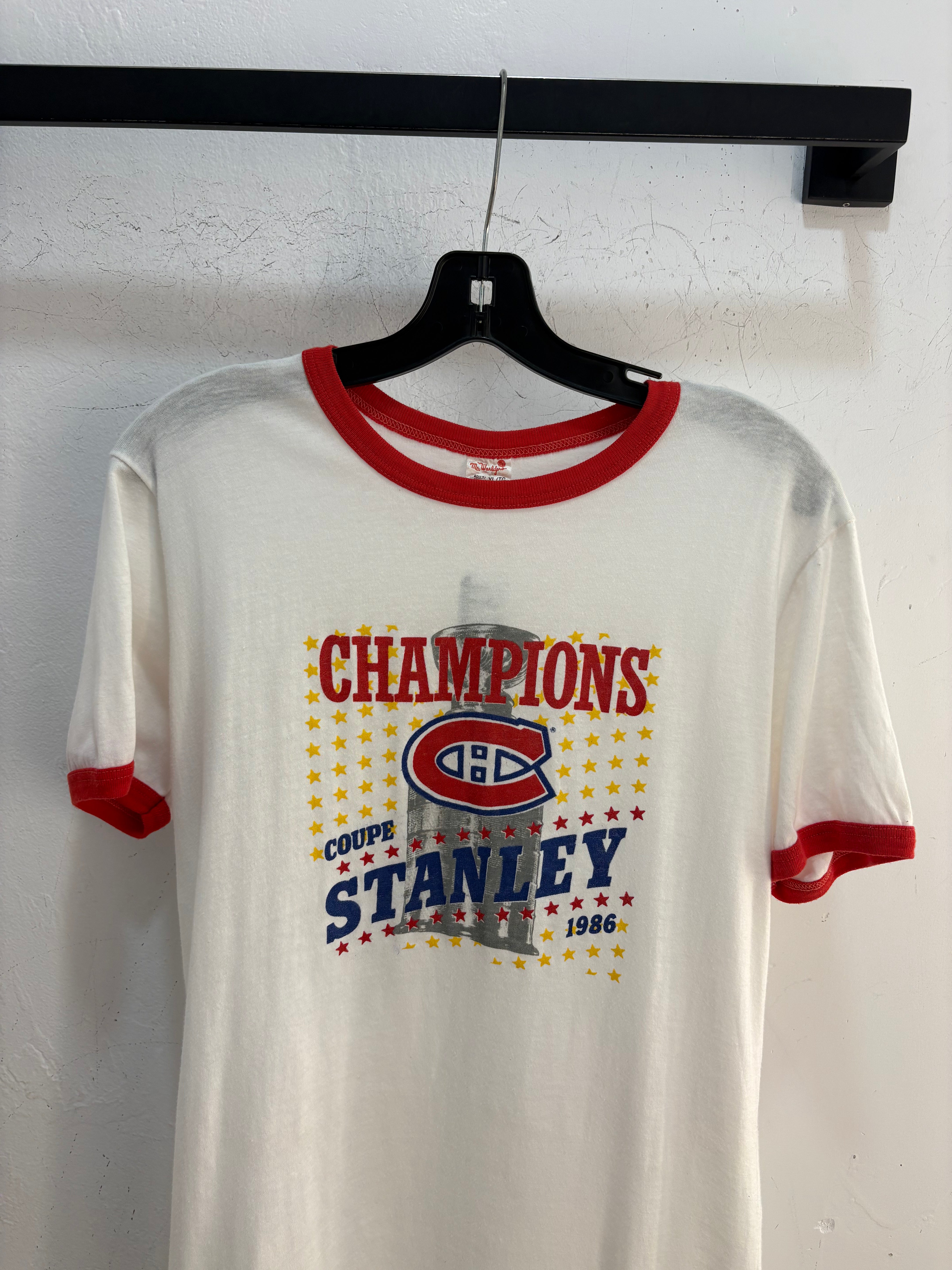 1986 Canadiens stanley cup ringer tee - size L
