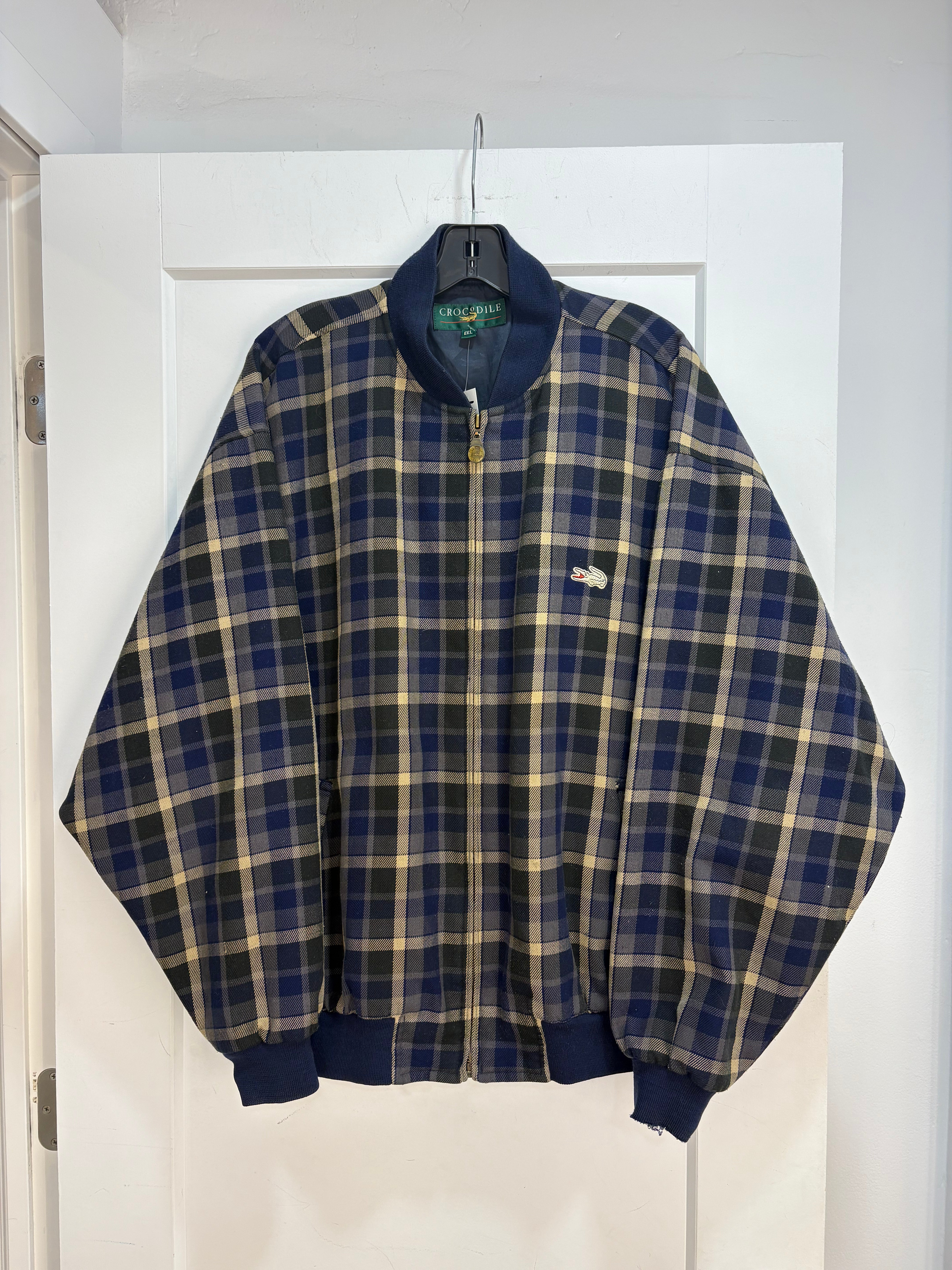90s Crocodile plaid bomber * distressed - size XXL