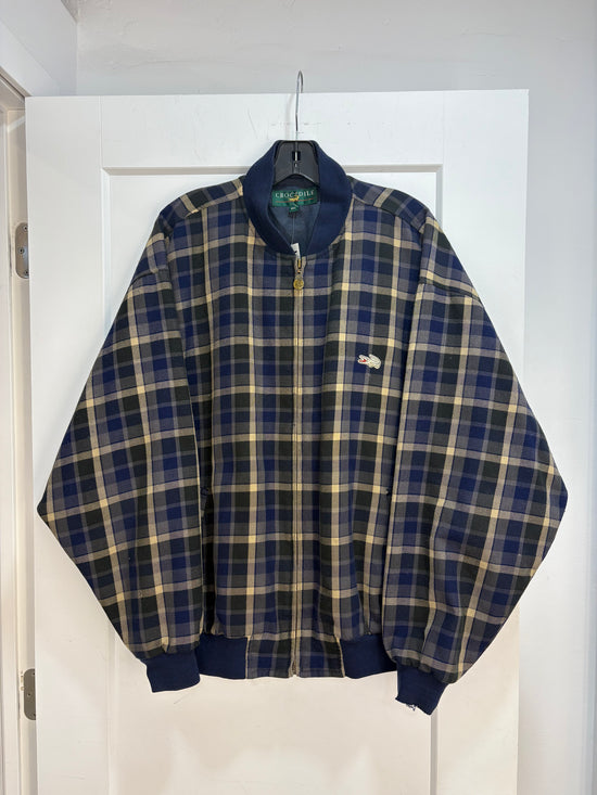 90s Crocodile plaid bomber * distressed - size XXL