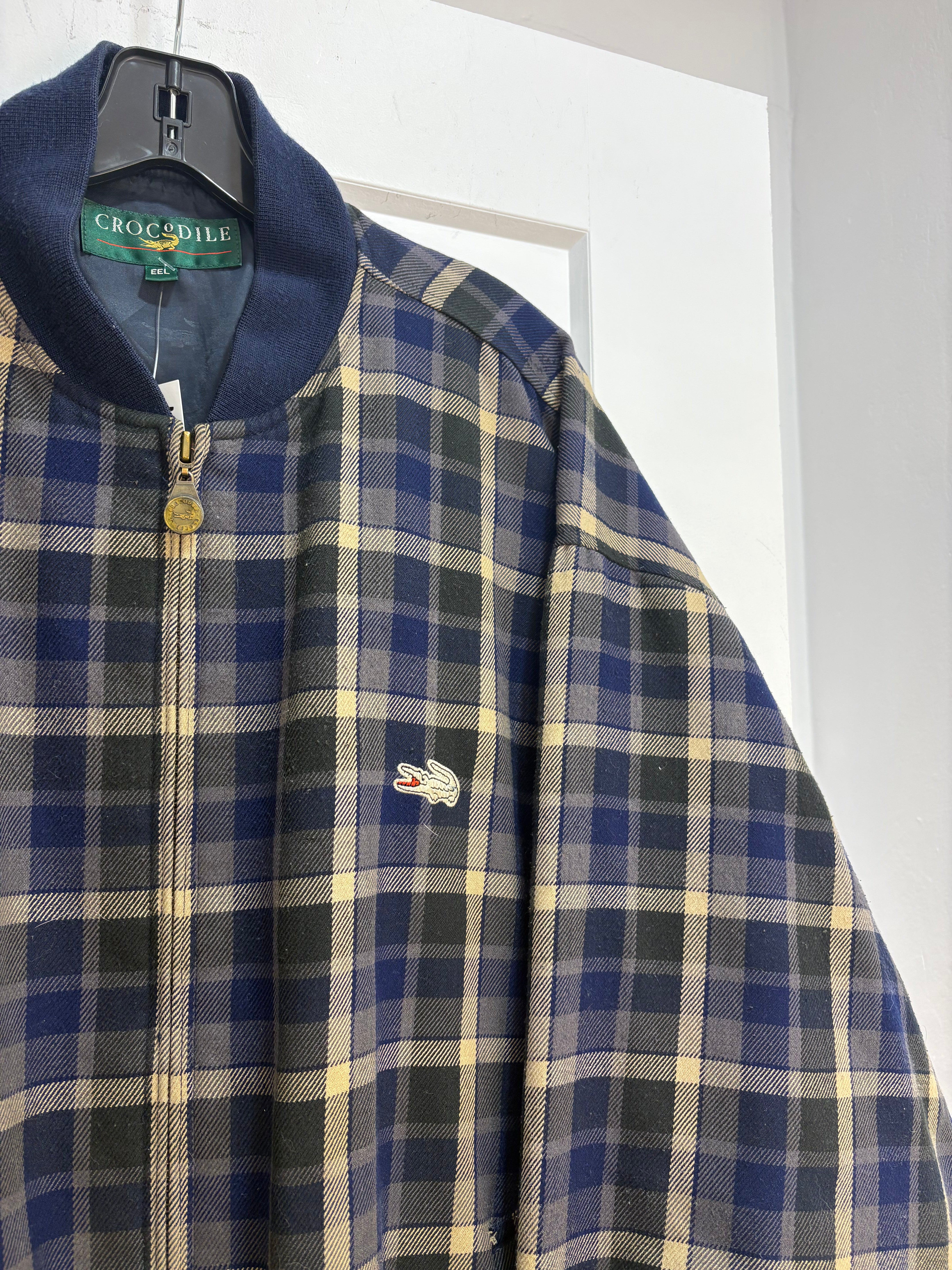 90s Crocodile plaid bomber * distressed - size XXL