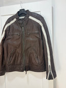 1969 brown biker leather jacket - size L