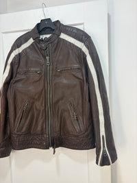 1969 brown biker leather jacket - size L