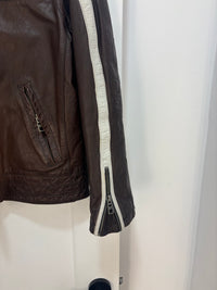 1969 brown biker leather jacket - size L