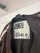 1969 brown biker leather jacket - size L