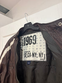 1969 brown biker leather jacket - size L