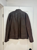 1969 brown biker leather jacket - size L