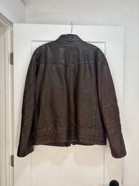 1969 brown biker leather jacket - size L