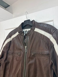 1969 brown biker leather jacket - size L