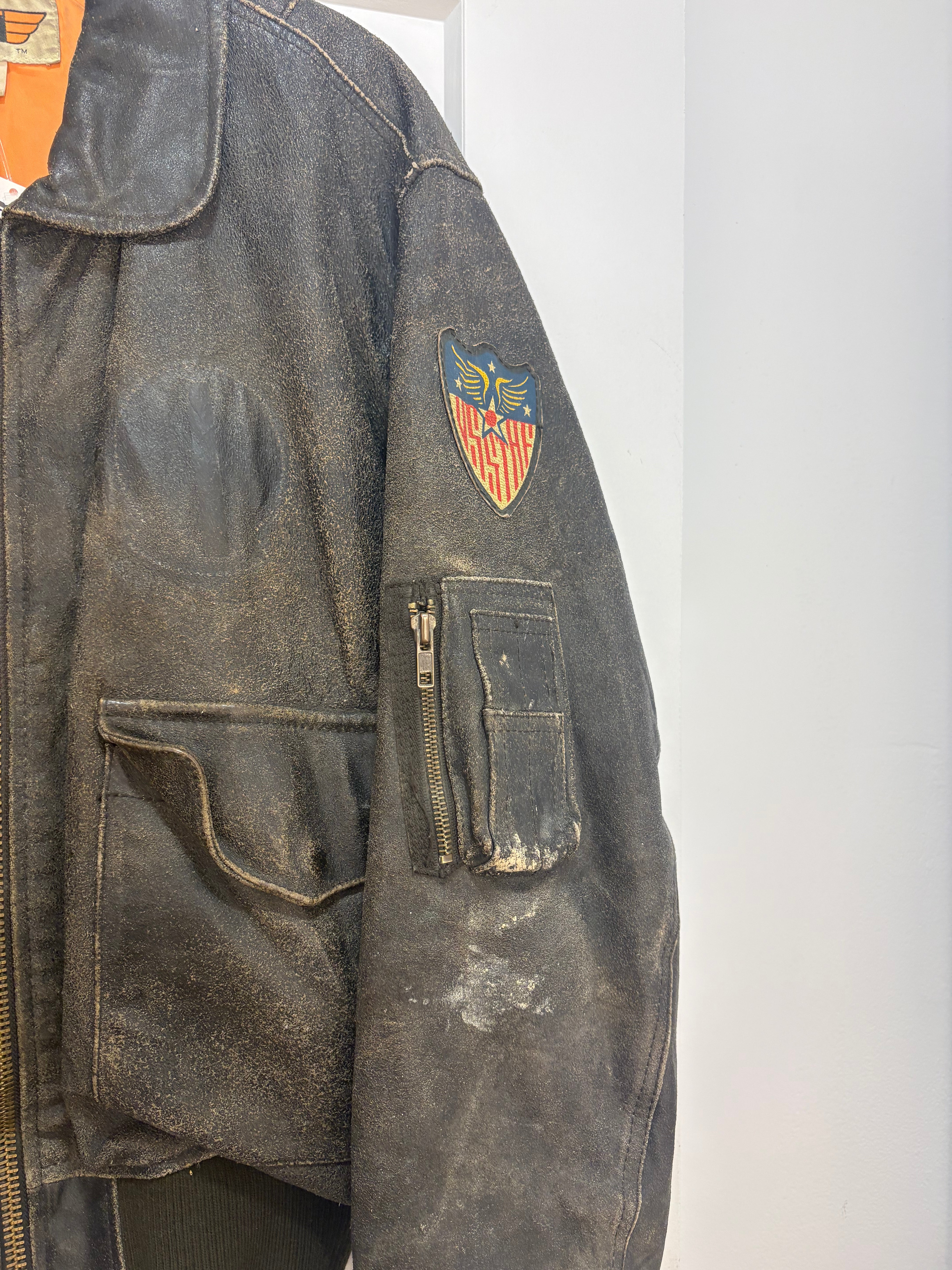 80s the flight club aviator trashed leather jacket - Size M
