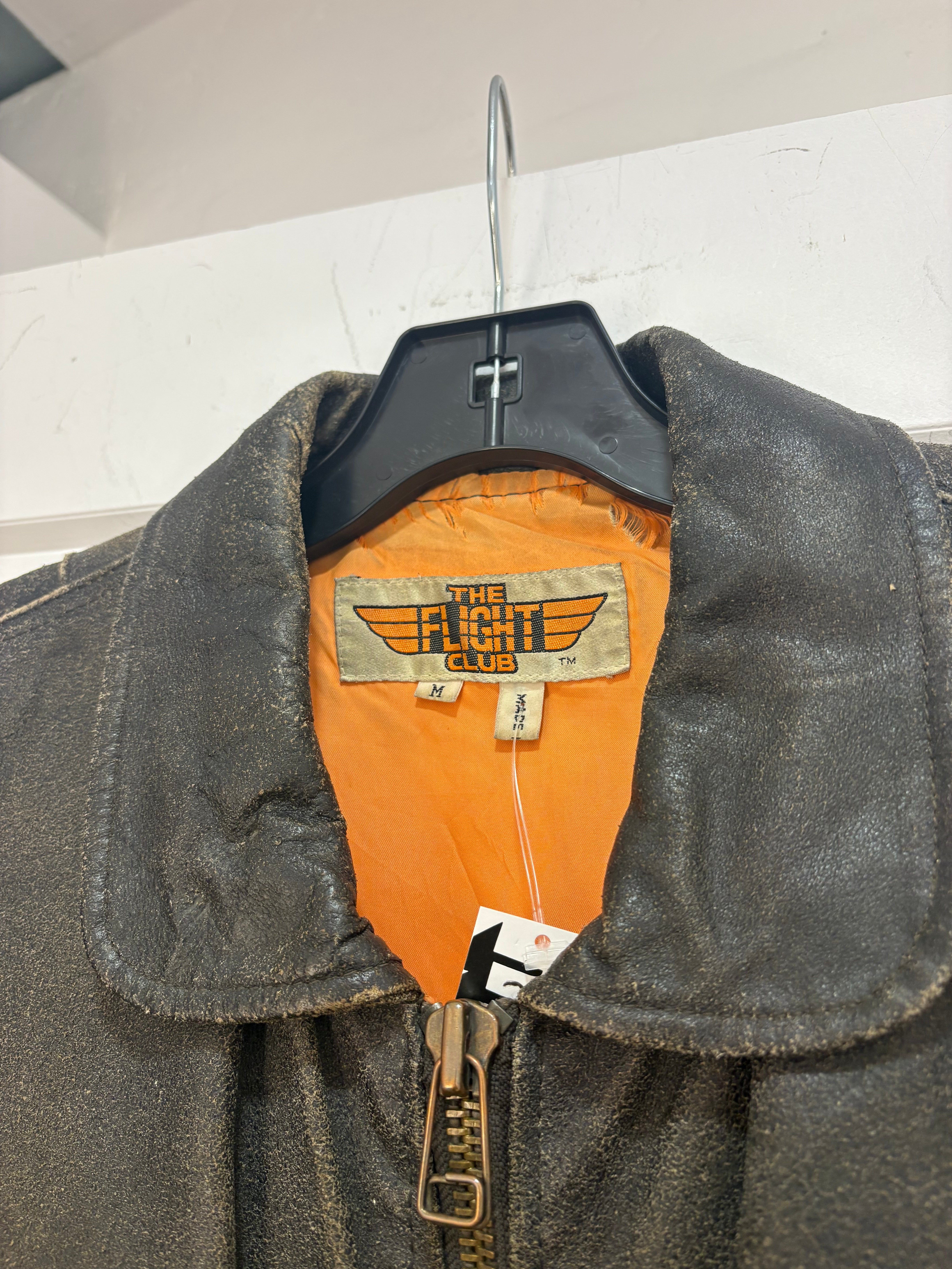 80s the flight club aviator trashed leather jacket - Size M