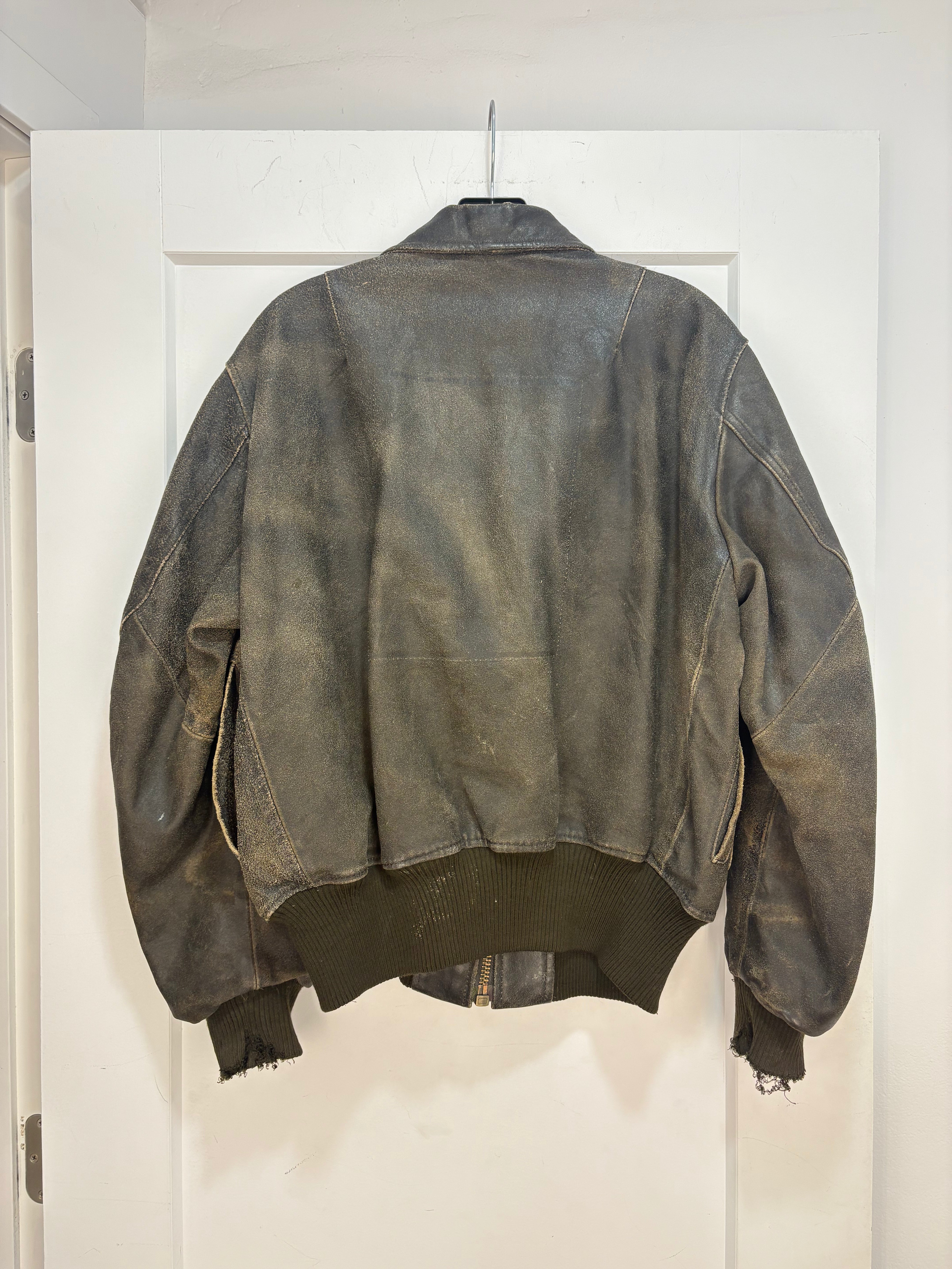 80s the flight club aviator trashed leather jacket - Size M
