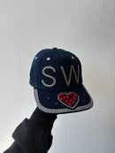 New Saintwoods rhinestone denim souvenir trucker cap
