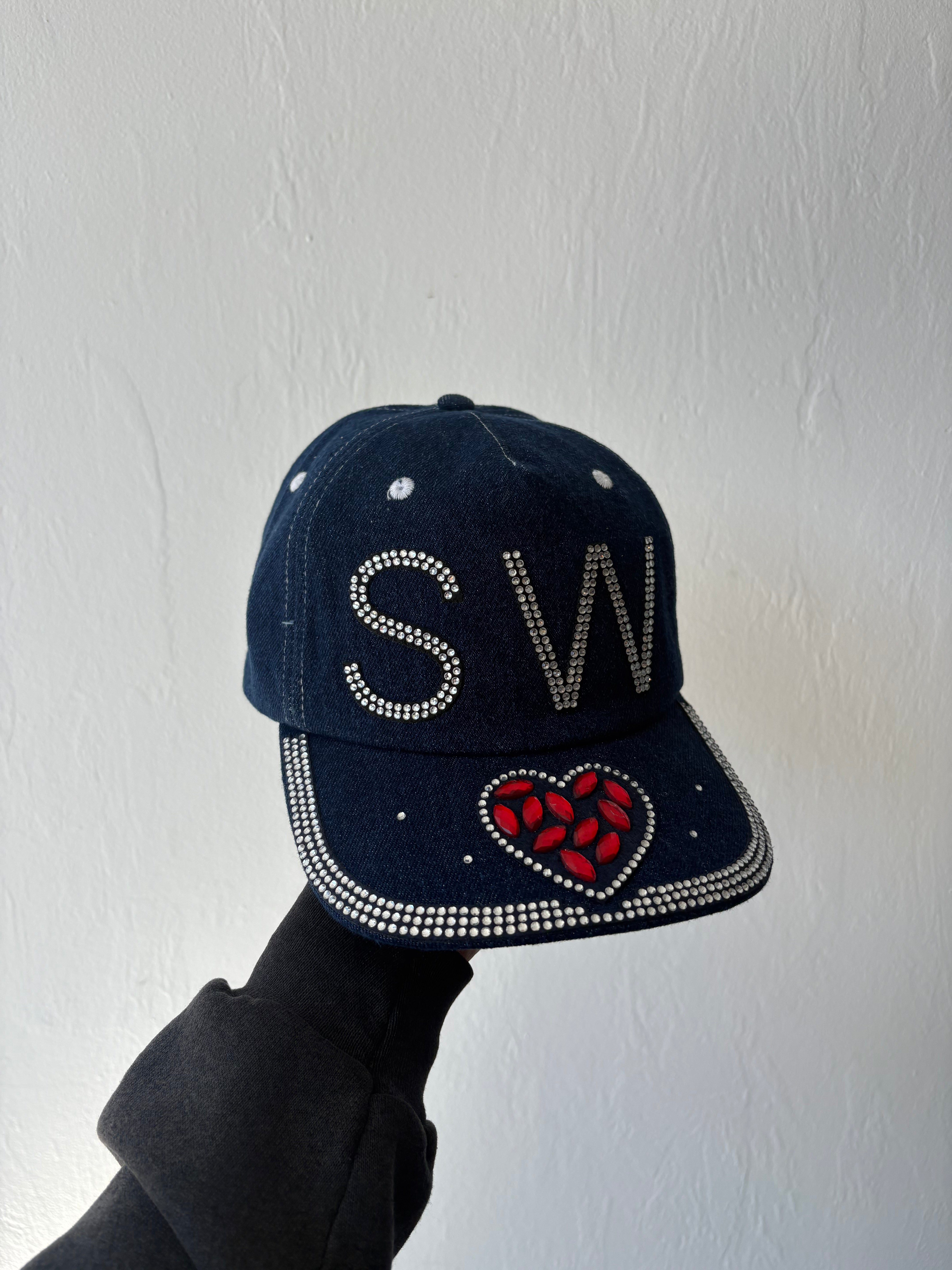 New Saintwoods rhinestone denim souvenir trucker cap