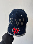 New Saintwoods rhinestone denim souvenir trucker cap