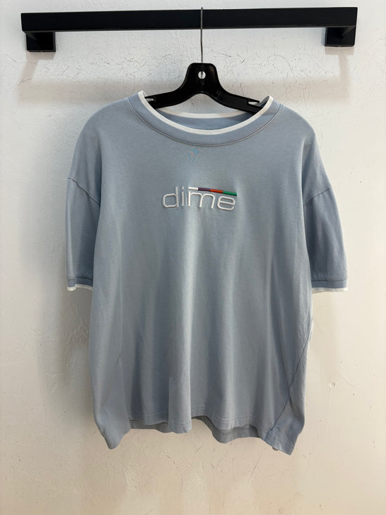 Dime baby blue logo ringer tee - size XL