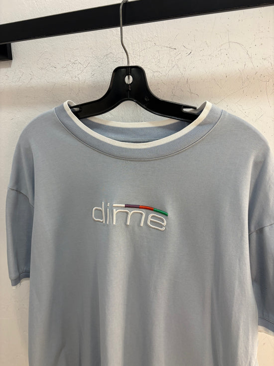 Dime baby blue logo ringer tee - size XL