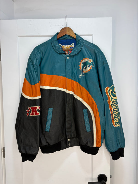 Jeff Hamilton Miami dolphins leather jacket - size XL