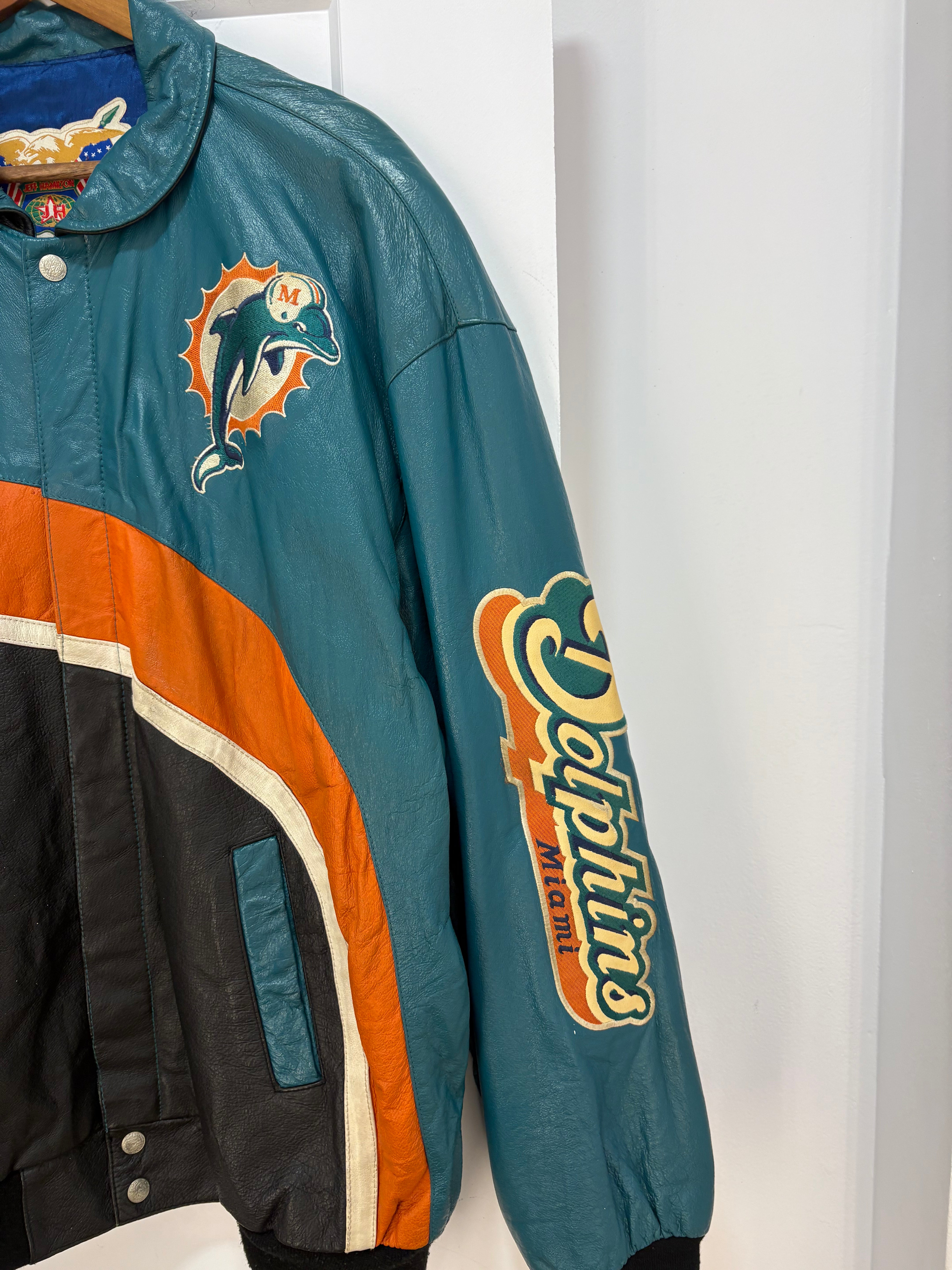 Jeff Hamilton Miami dolphins leather jacket - size XL