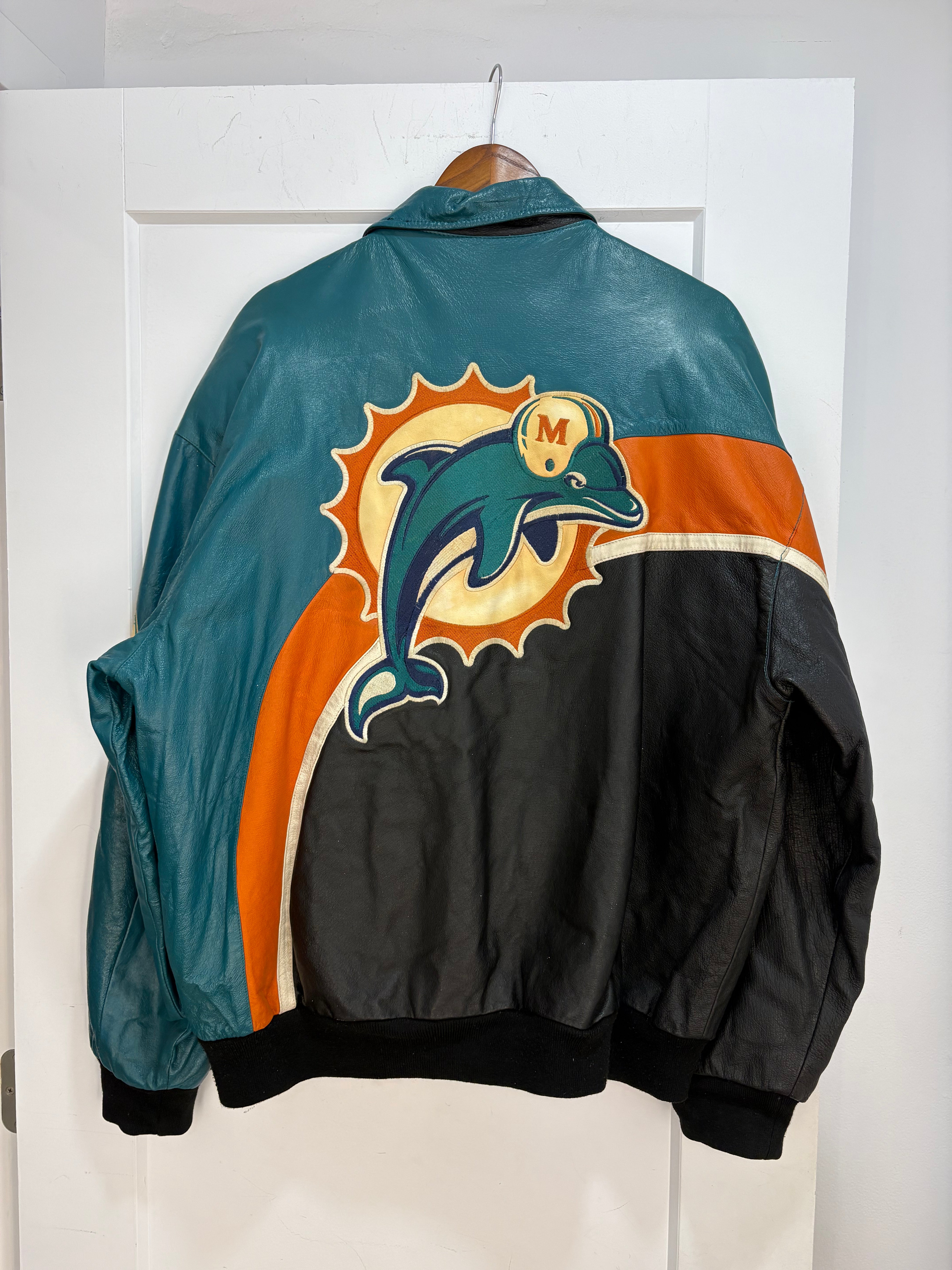 Jeff Hamilton Miami dolphins leather jacket - size XL