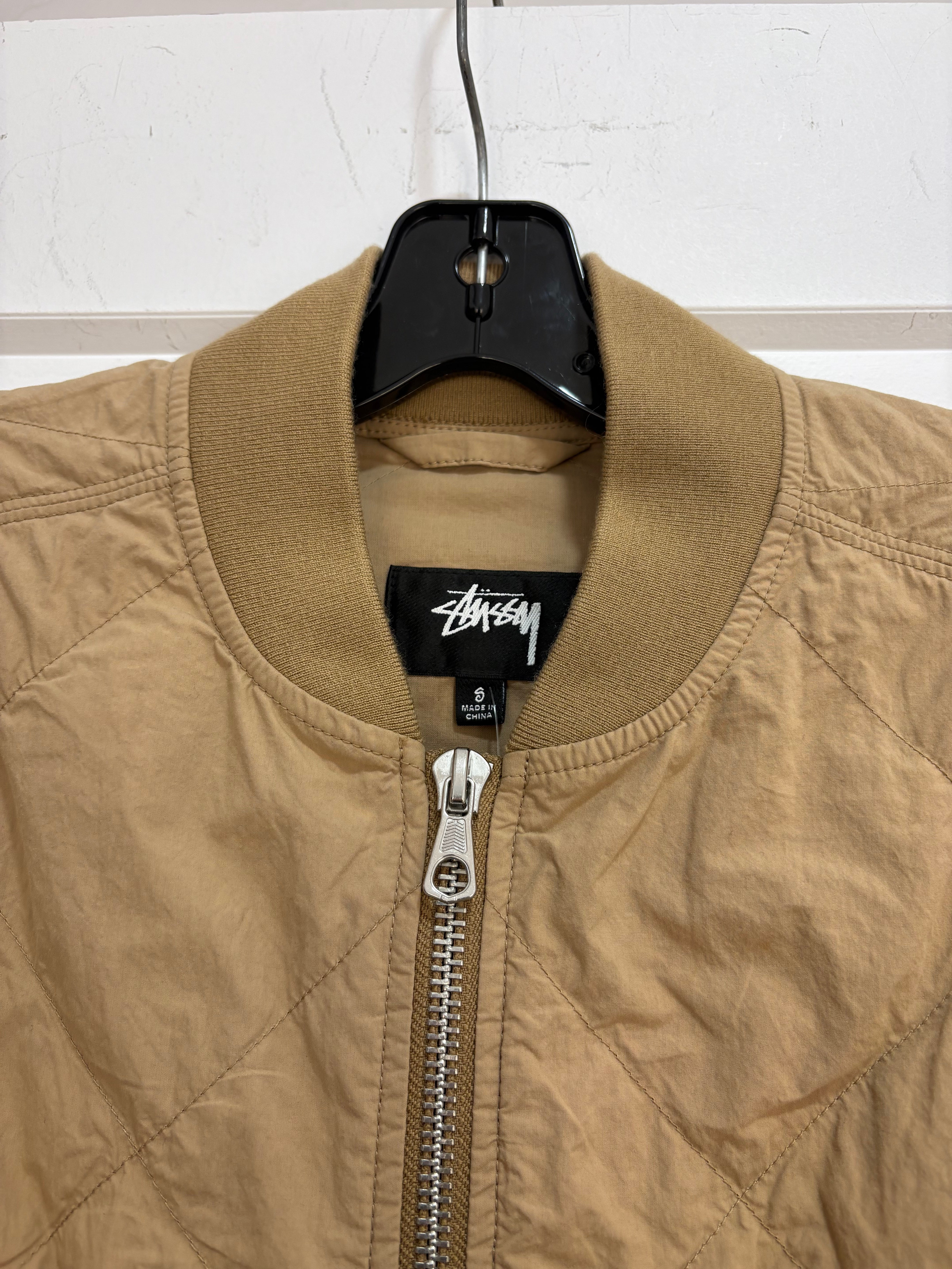 Stussy tan quilted bomber light jacket - size S