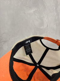 Stussy Workwear orange trucker cap