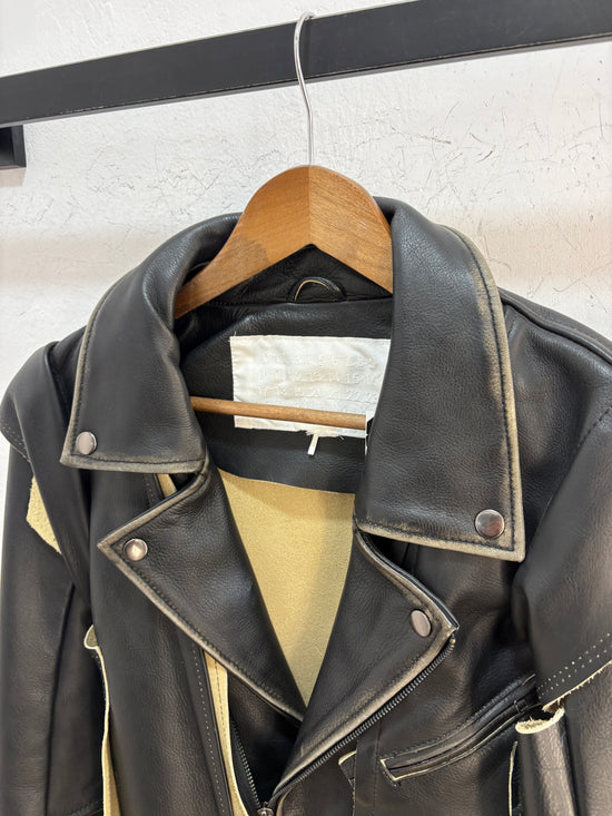 H&M x Maison Margiela deconstructed leather jacket - size XXS womens