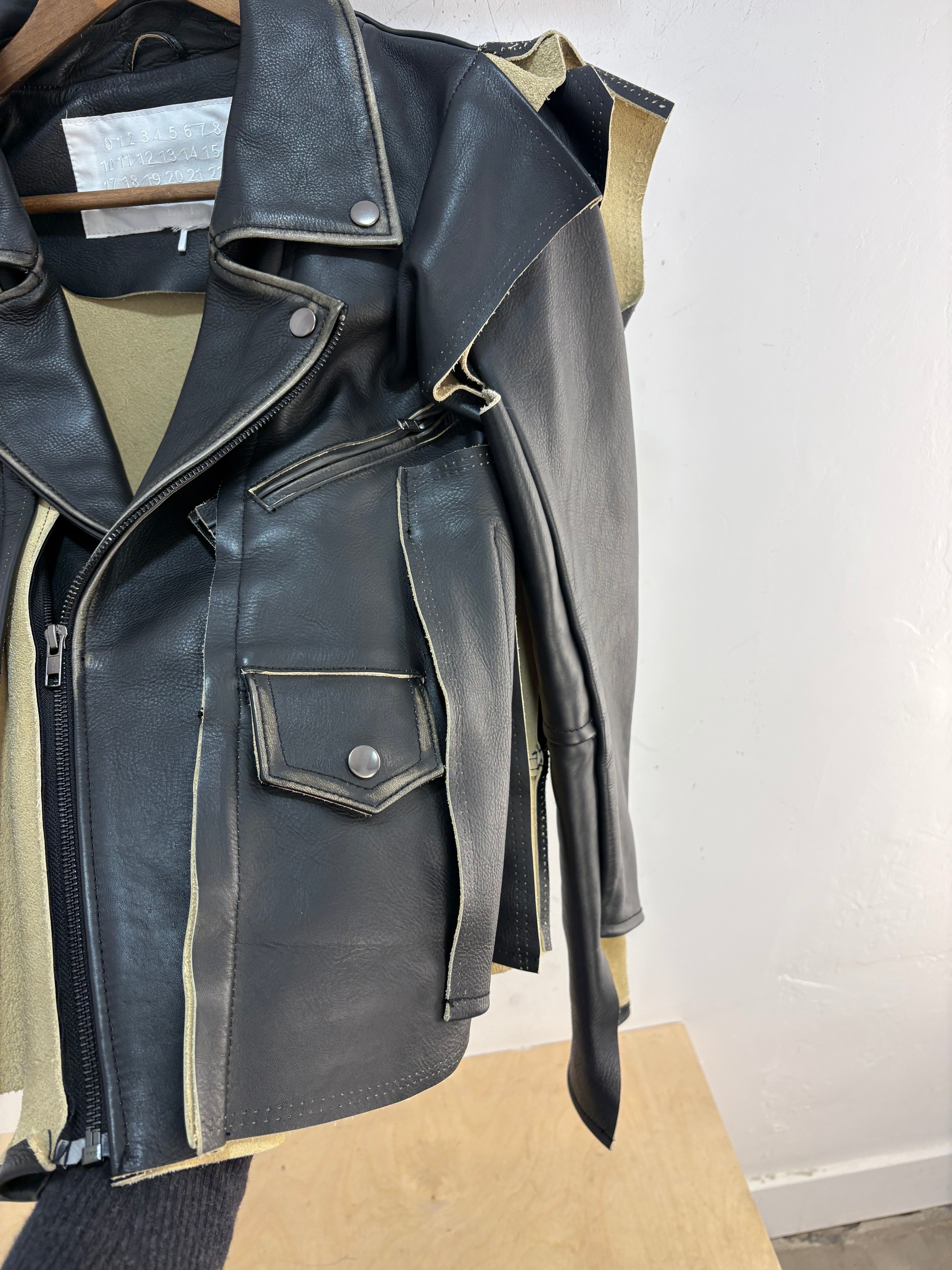 H&M x Maison Margiela deconstructed leather jacket - size XXS womens